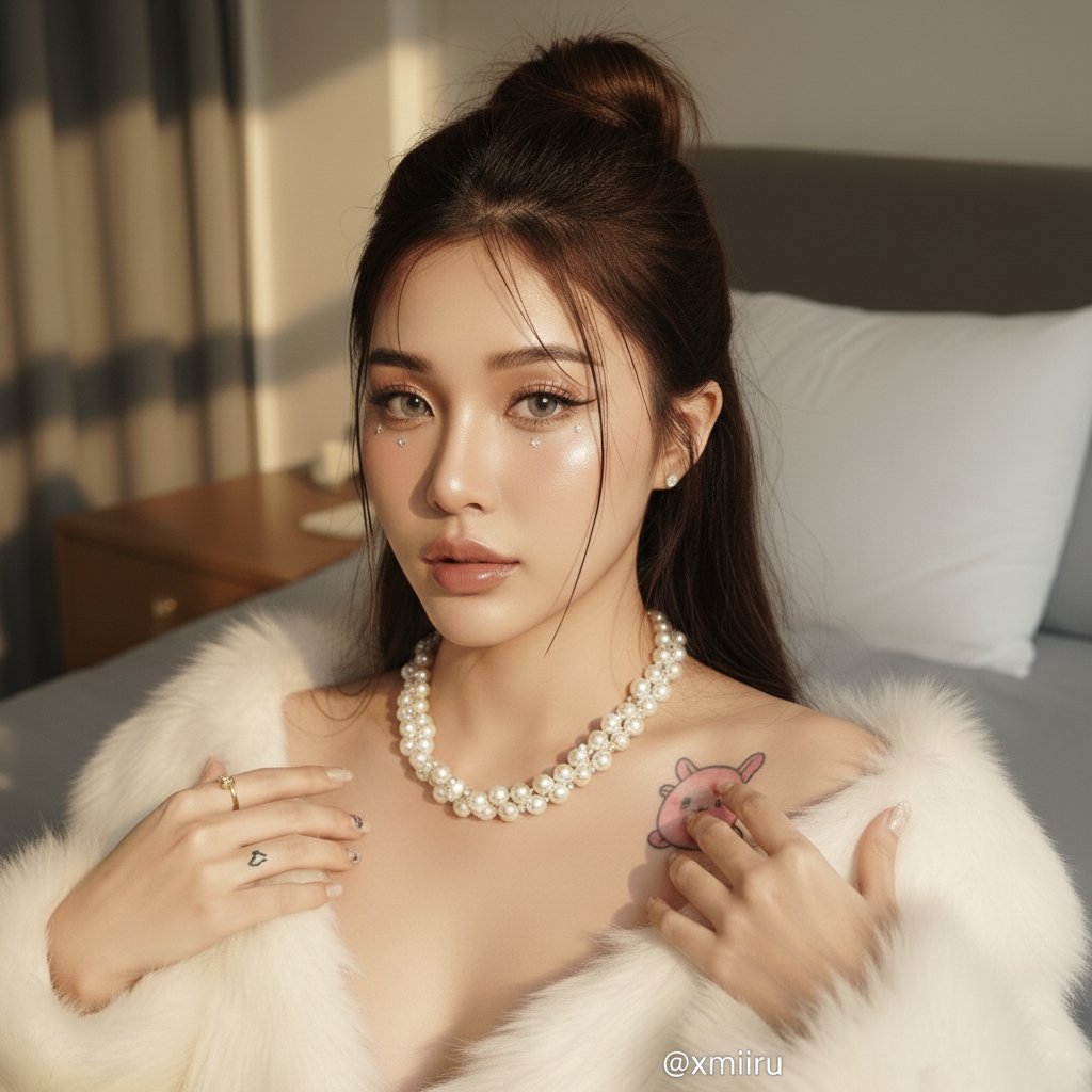 肤色白皙的美丽女性沐浴在晨光中