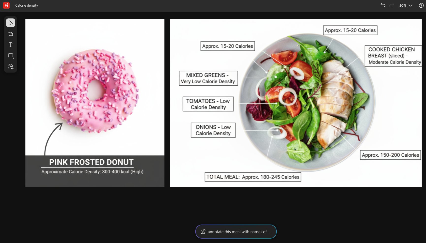 使用Nano Banana和Adobe Firefly Boards标注餐食的卡路里密度