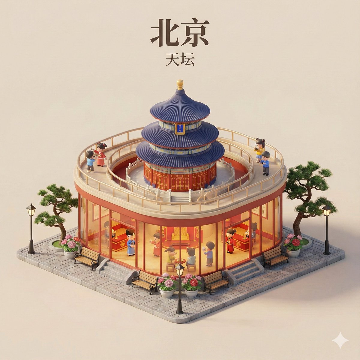 城市主题3D微缩旅行概念场景