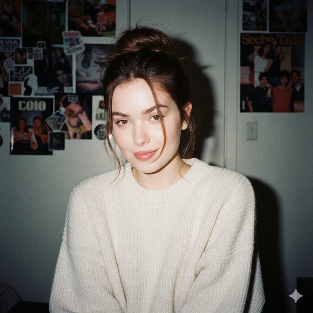 90年代风格相机捕捉的美丽少女肖像