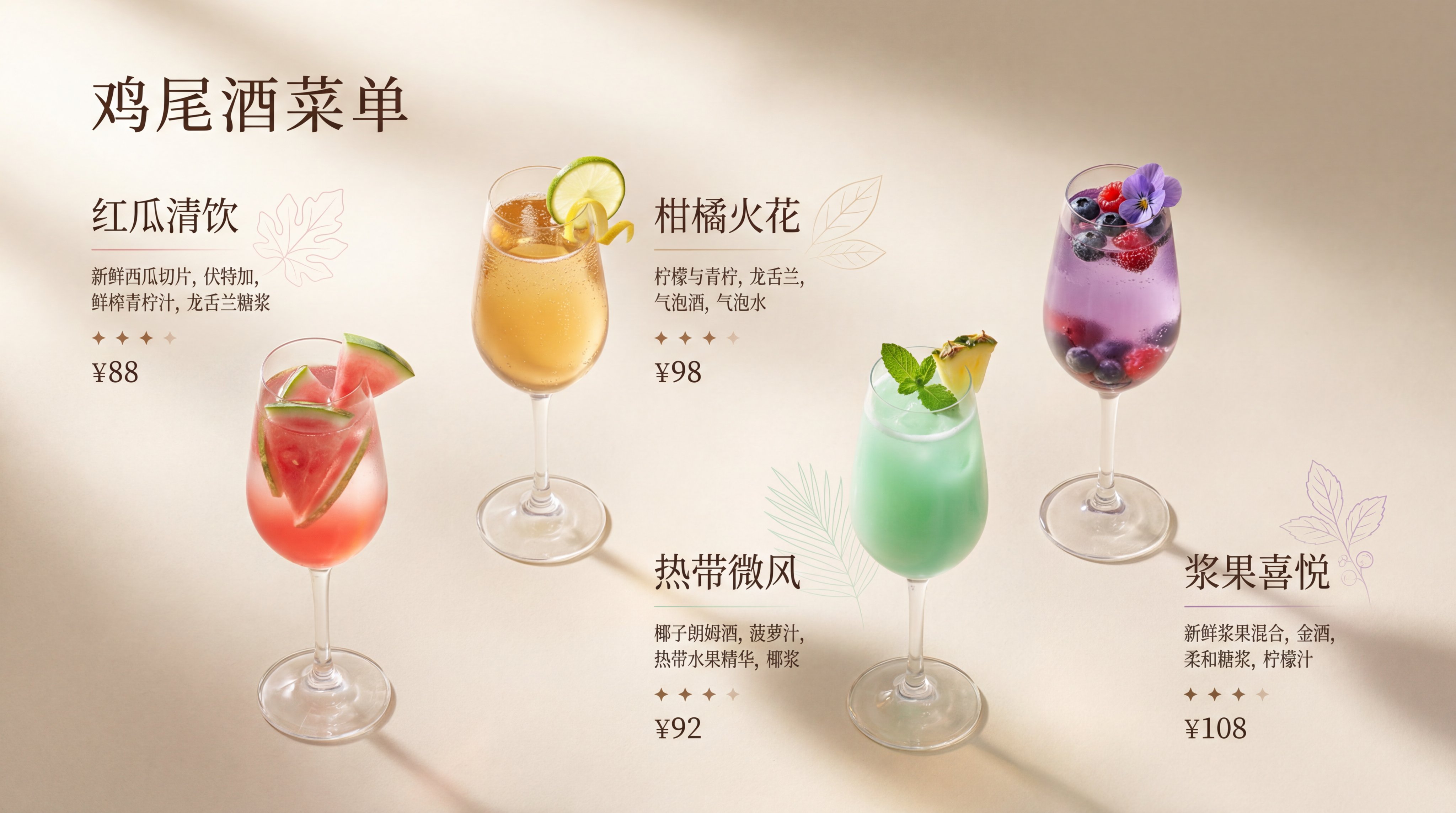 果酒菜单设计：精致优雅的视觉盛宴