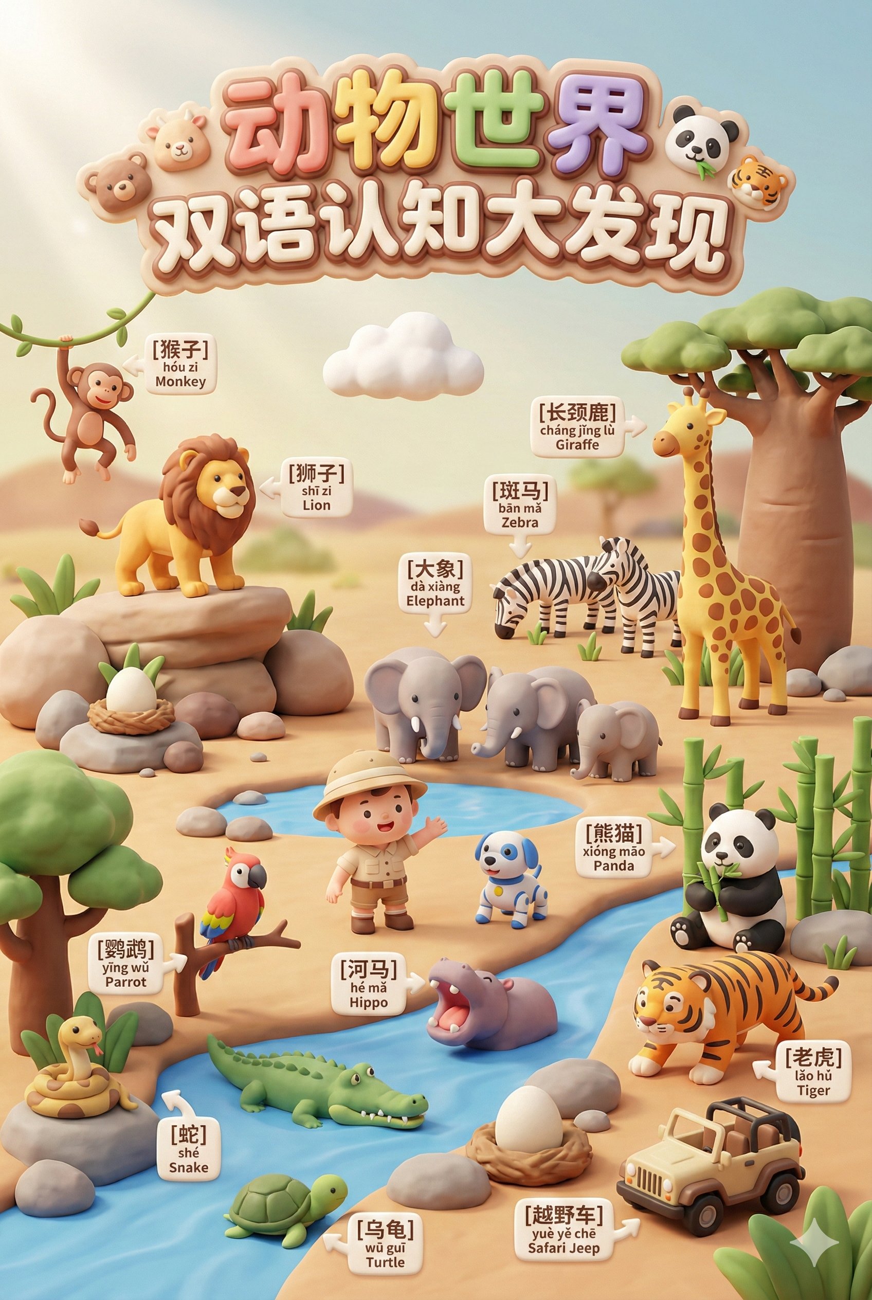 2-5岁宝宝认知大发现：3D黏土风全景长图