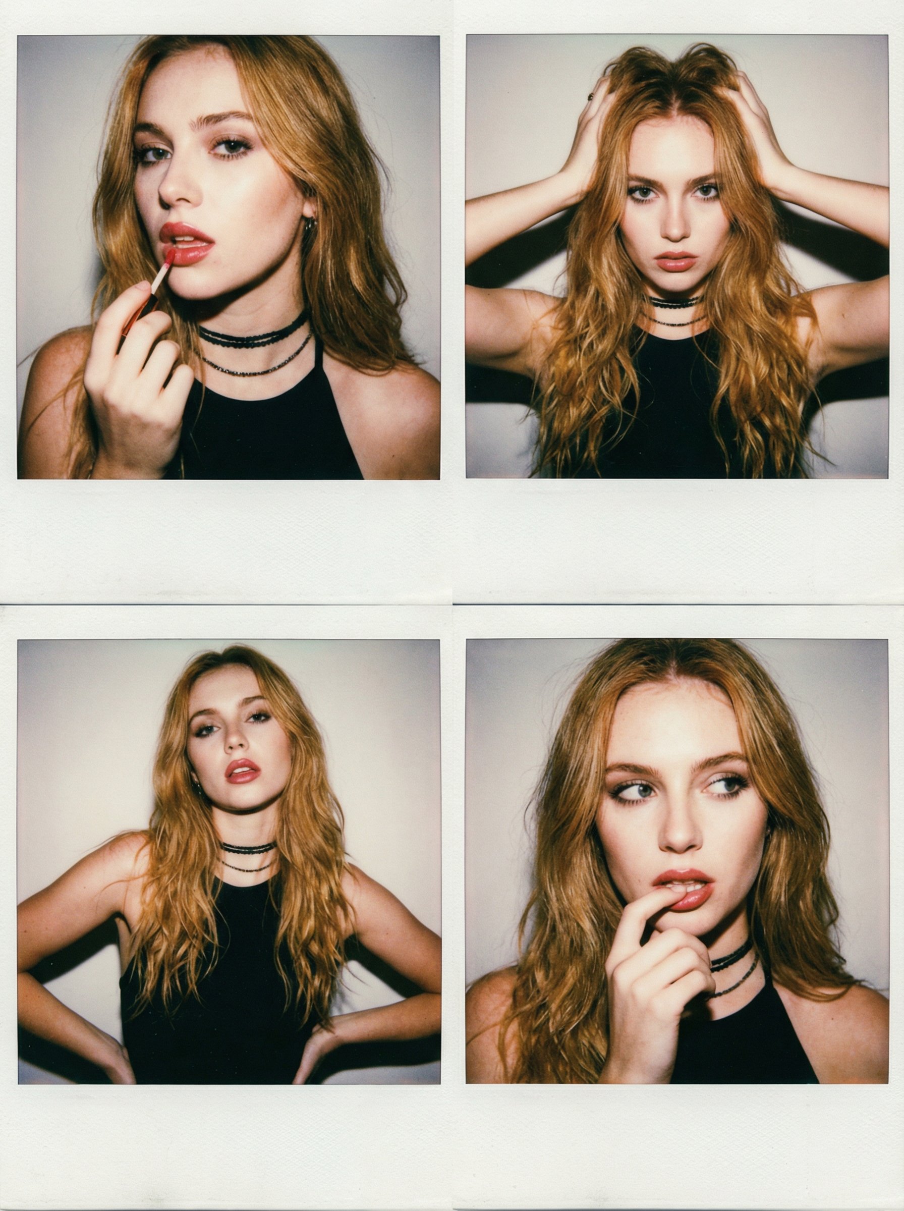 时尚复古风拼贴：青春美女的多面魅力