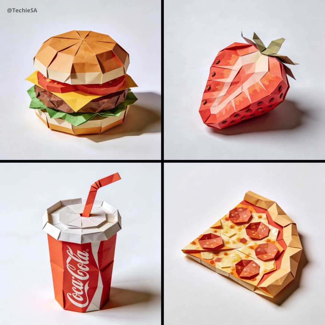 Seedream折纸美食 4.5分 @Somake_ai 🍔✂️