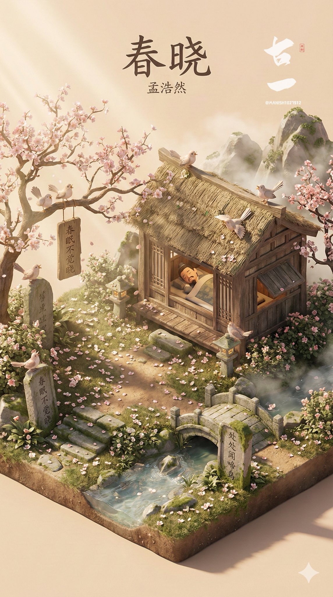 3D微缩国风叙事卡牌插画