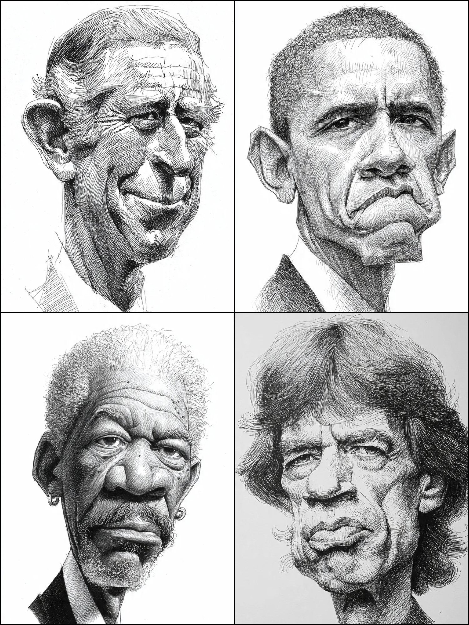 手绘漫画：中年男士肖像