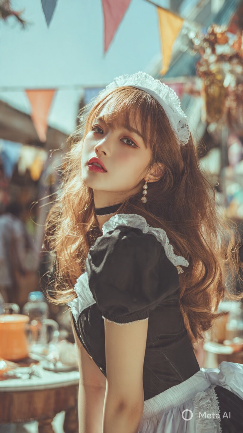 日系美少女户外女仆装写真