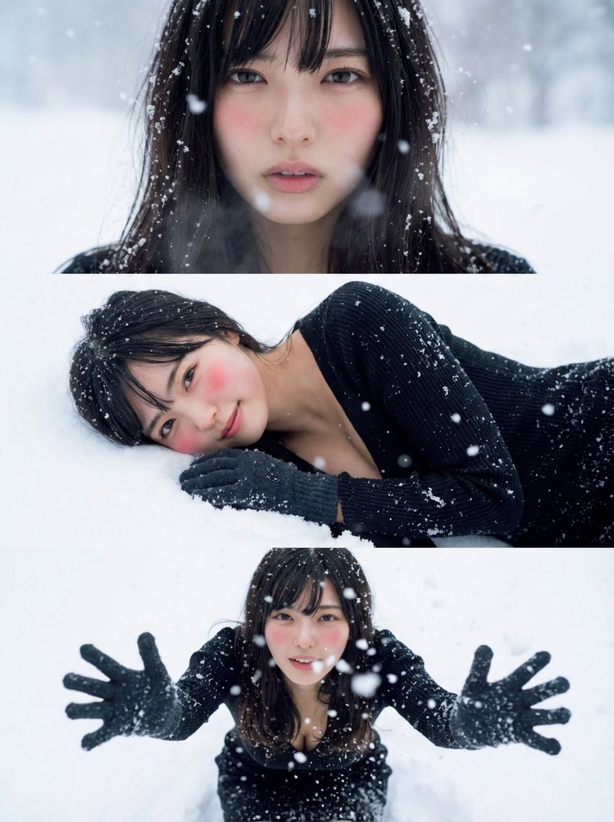 Nano Banana Proプロンプト #9：一発生成の水平三分割雪景