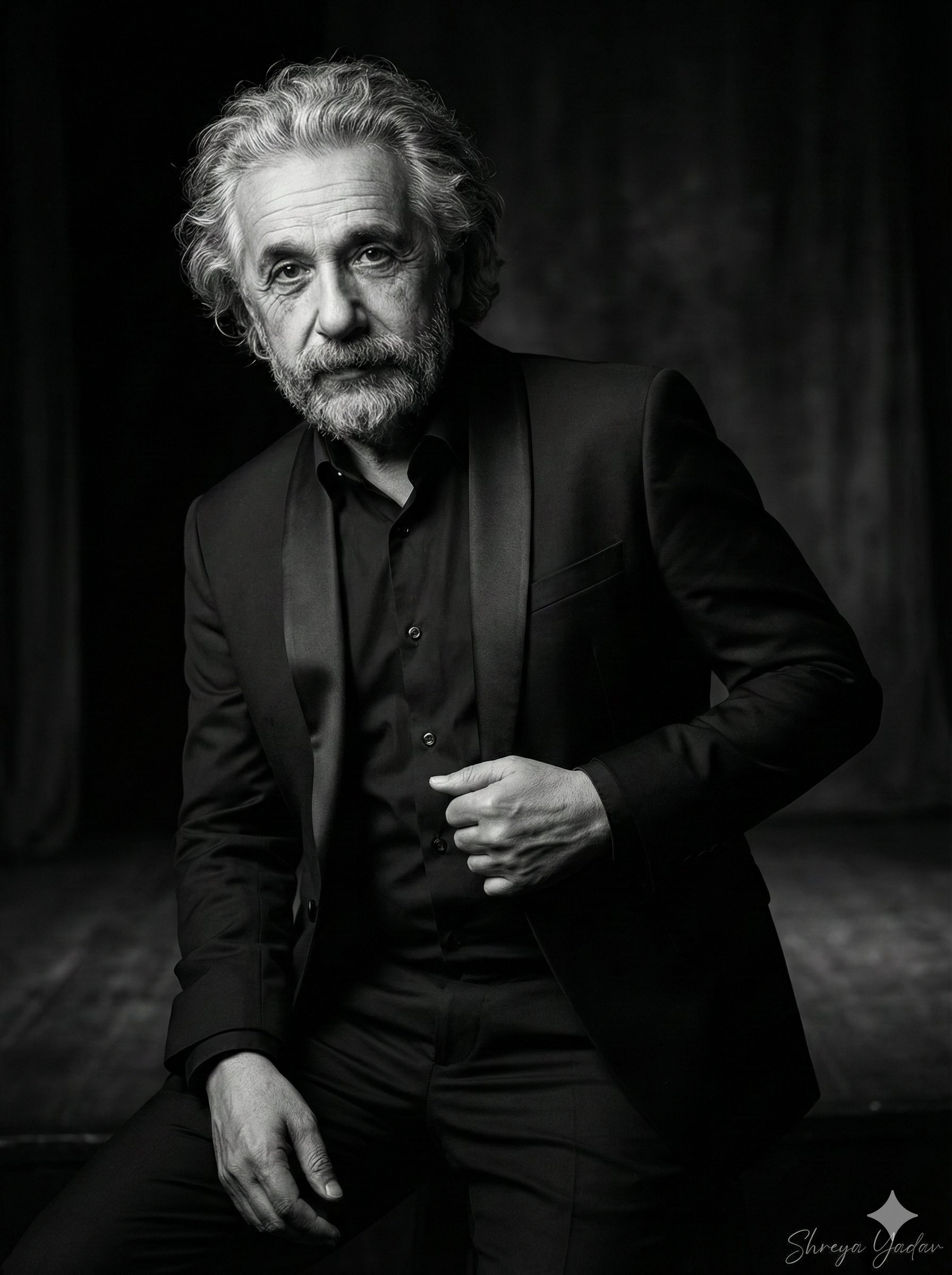 黑白风格官方黑西装男士形象