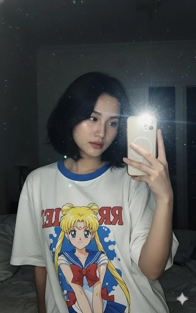 90年代风格卧室摄影：少女与月野兔