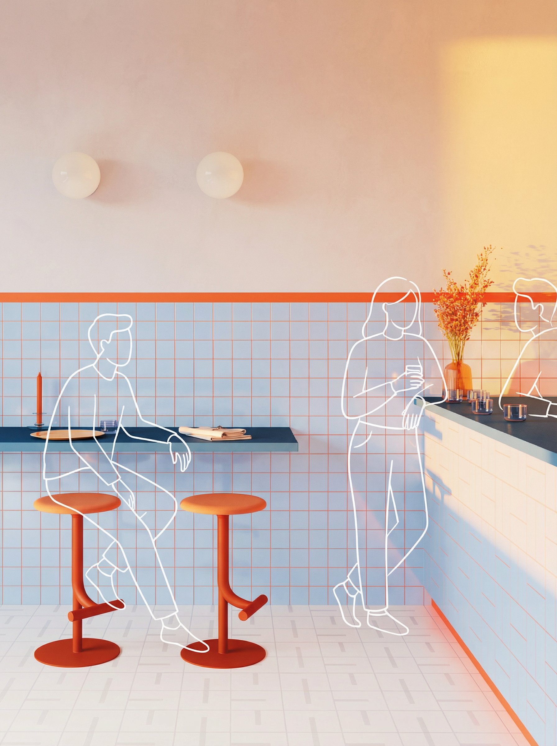 为照片添加简洁的线条插画：人与环境的自然互动