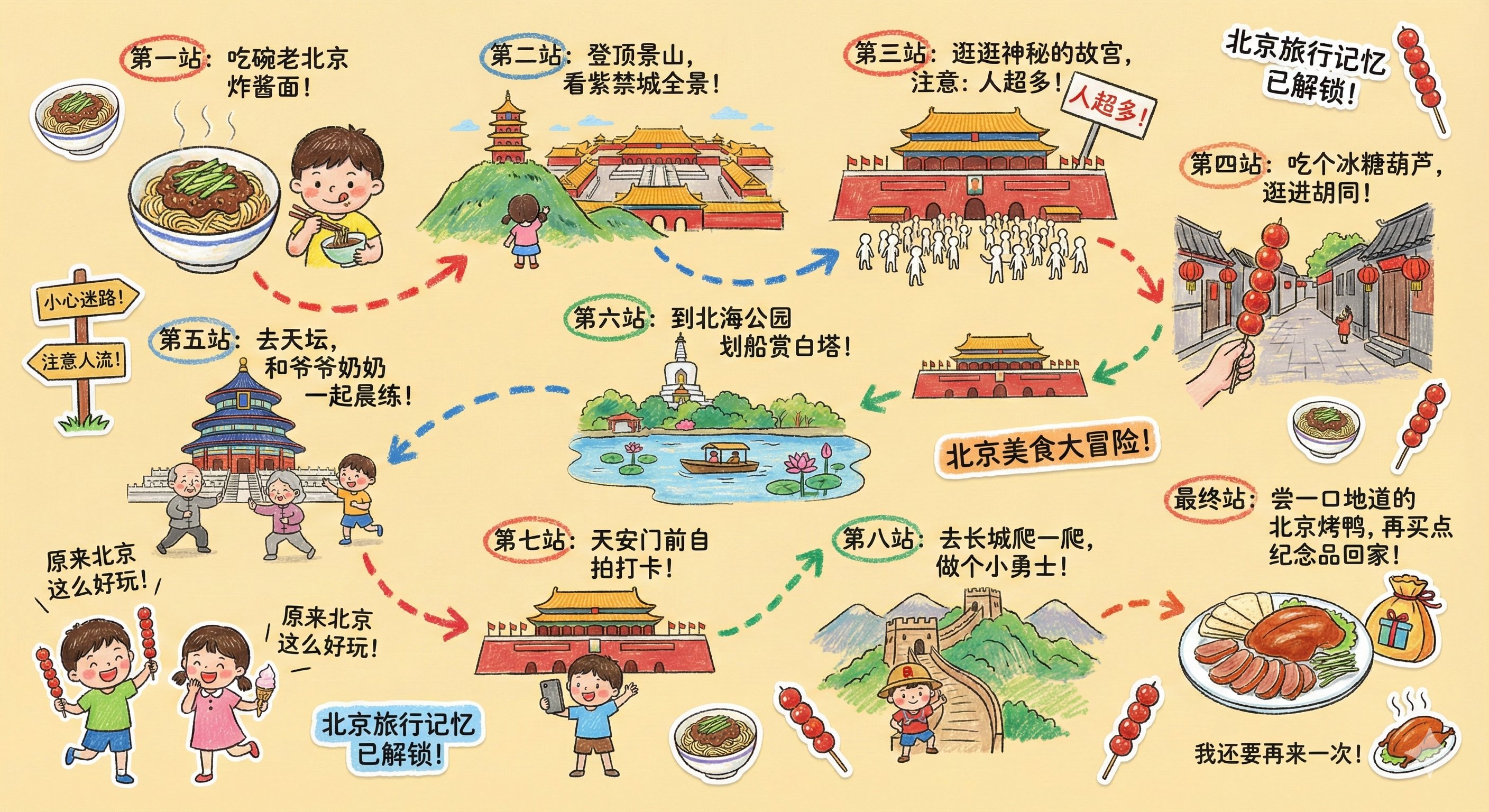 北京7日游手账插画