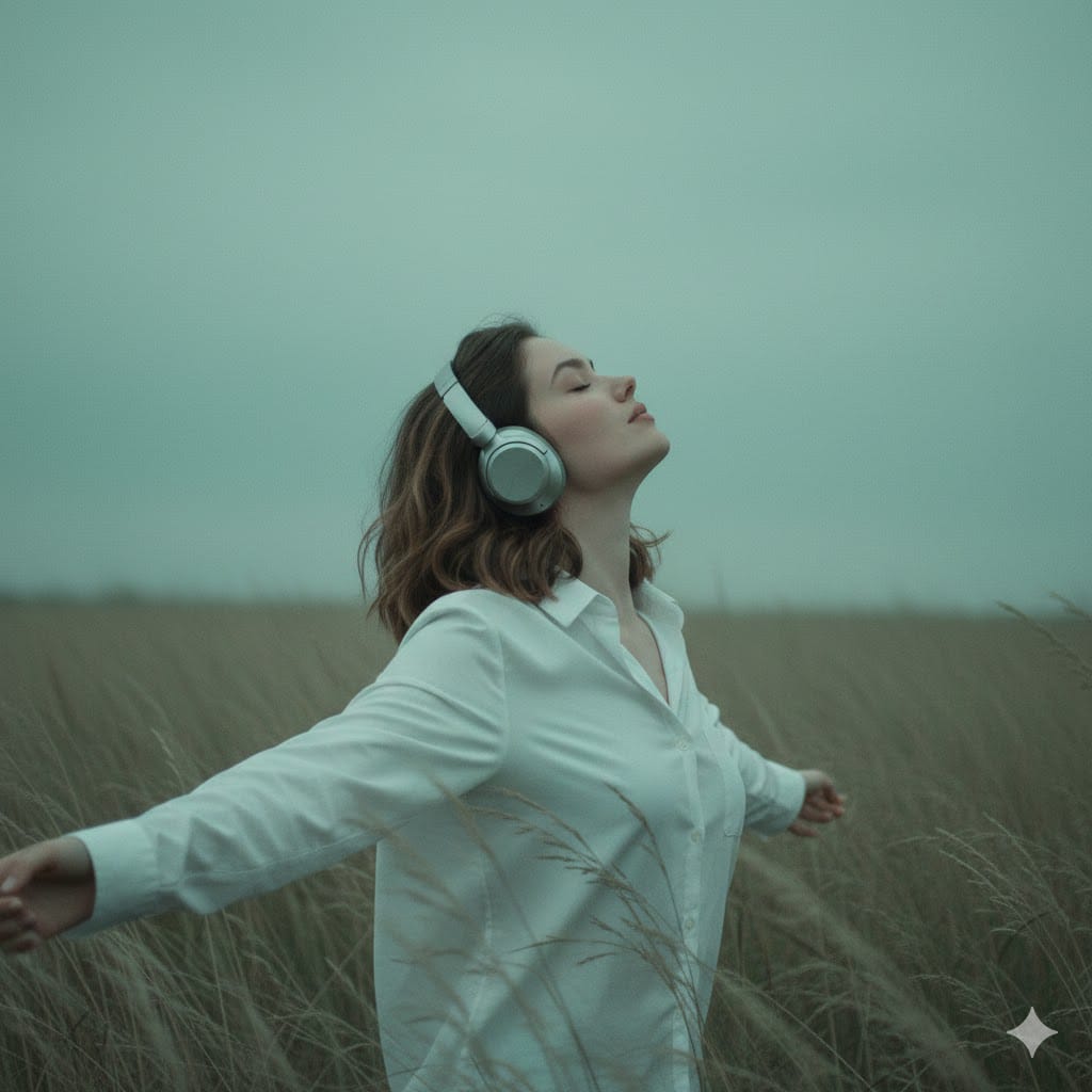 黄昏时分草丛中孤独青年的情绪化电影肖像