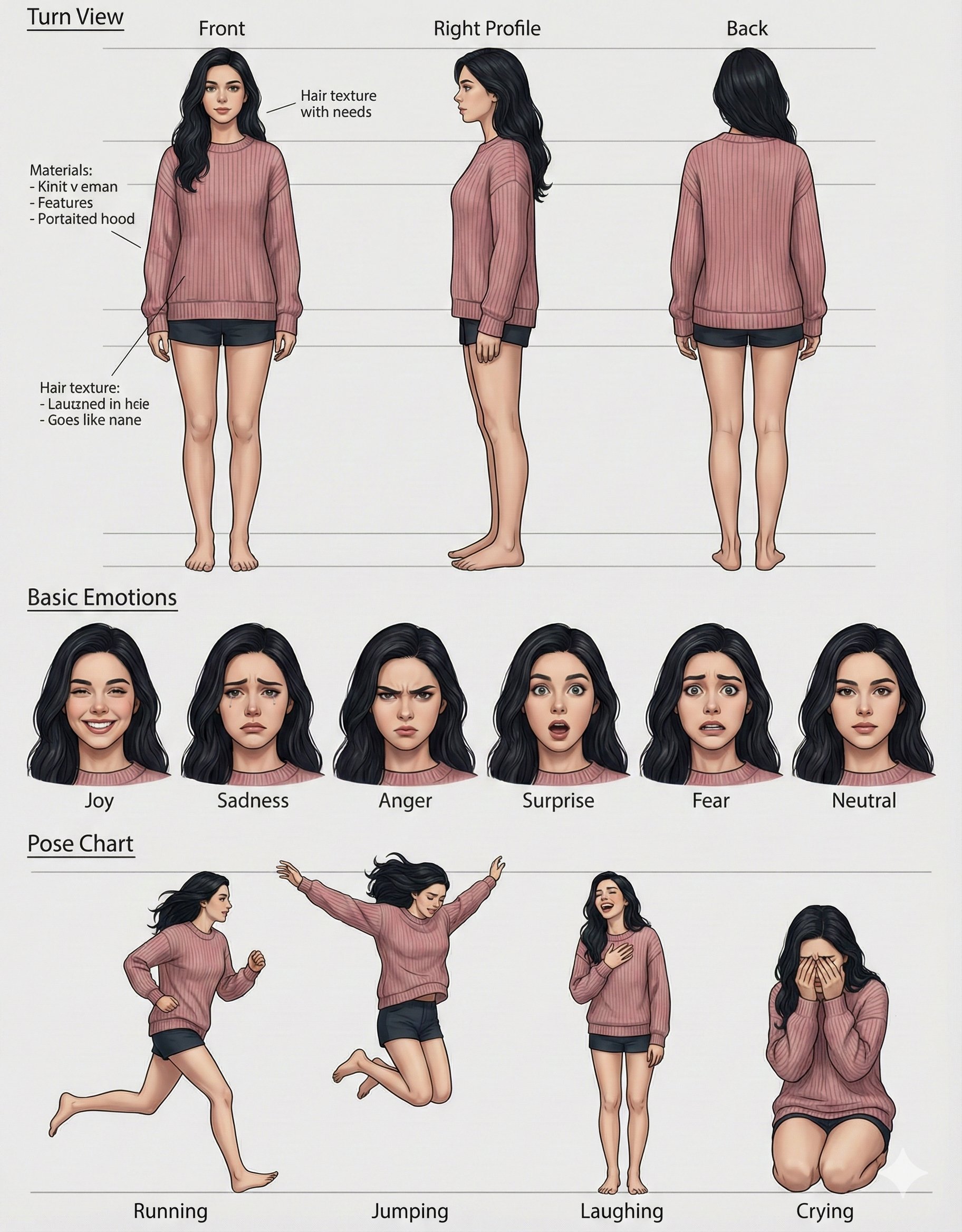 多角度角色设计图集 - 适用于实景电影