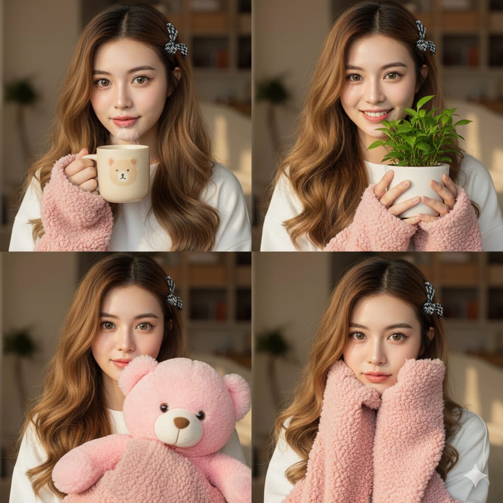 四幅温馨肖像，展现温柔魅力