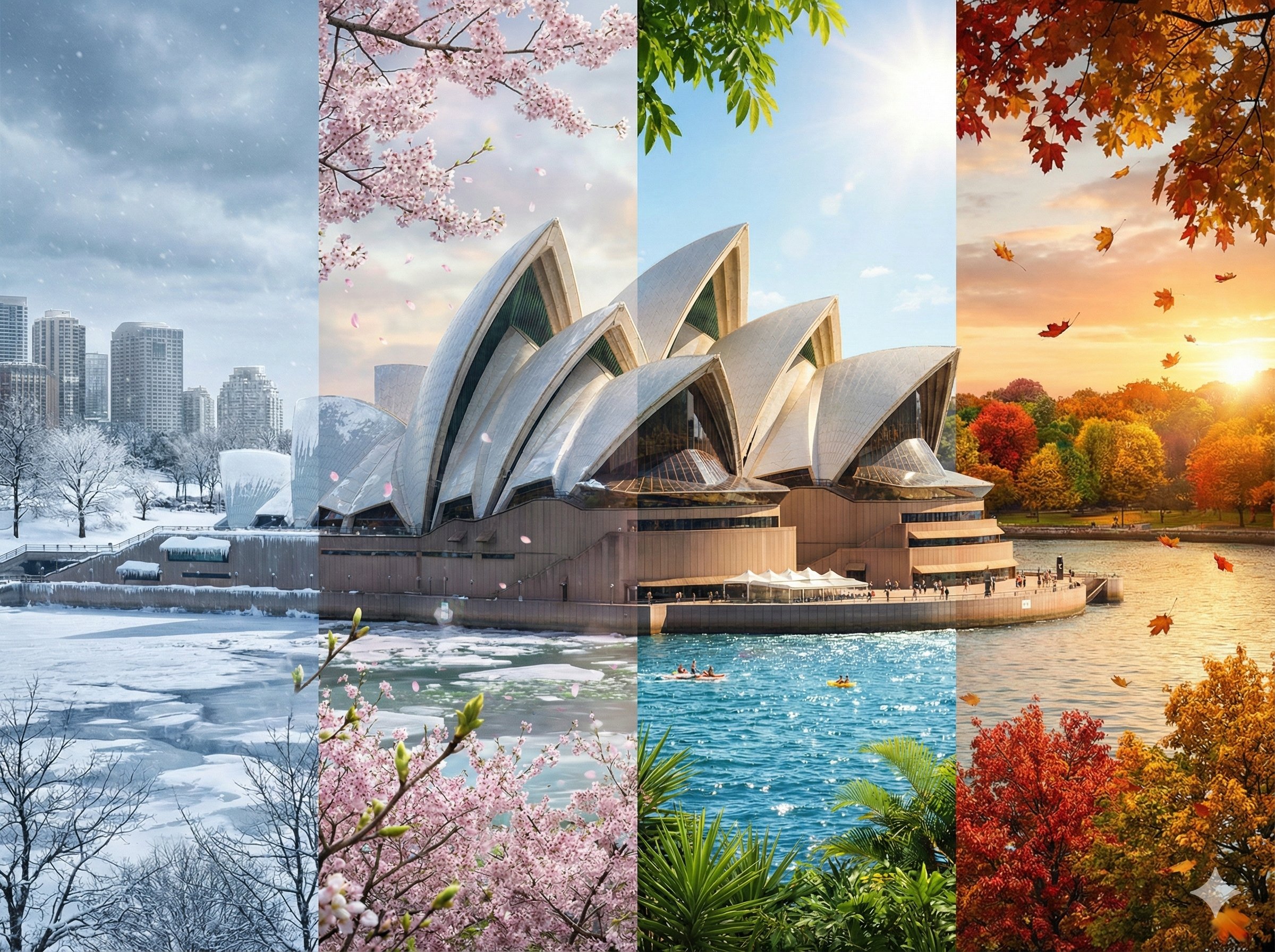 悉尼大剧院四季流转插画