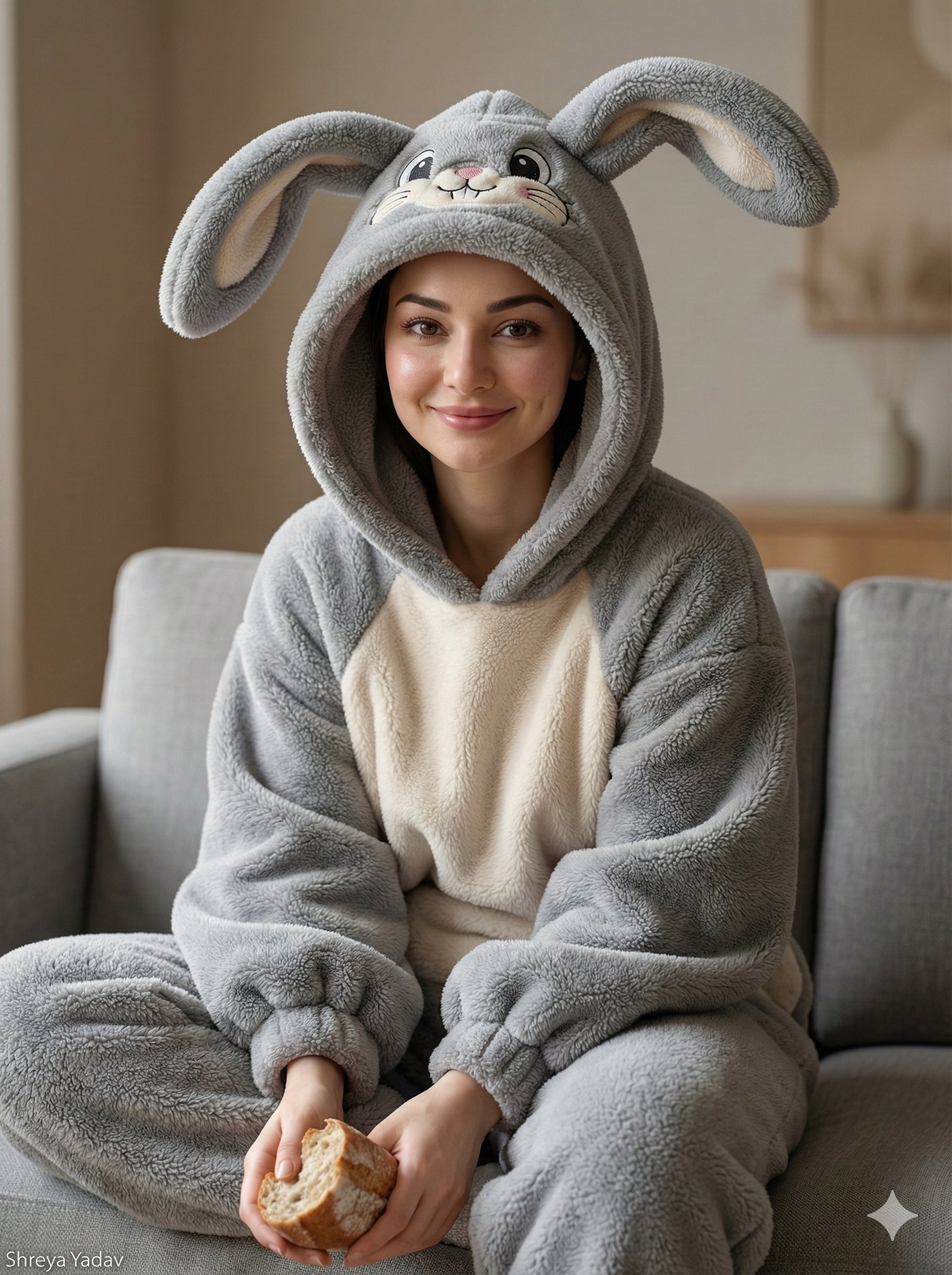 灰兔装写实肖像