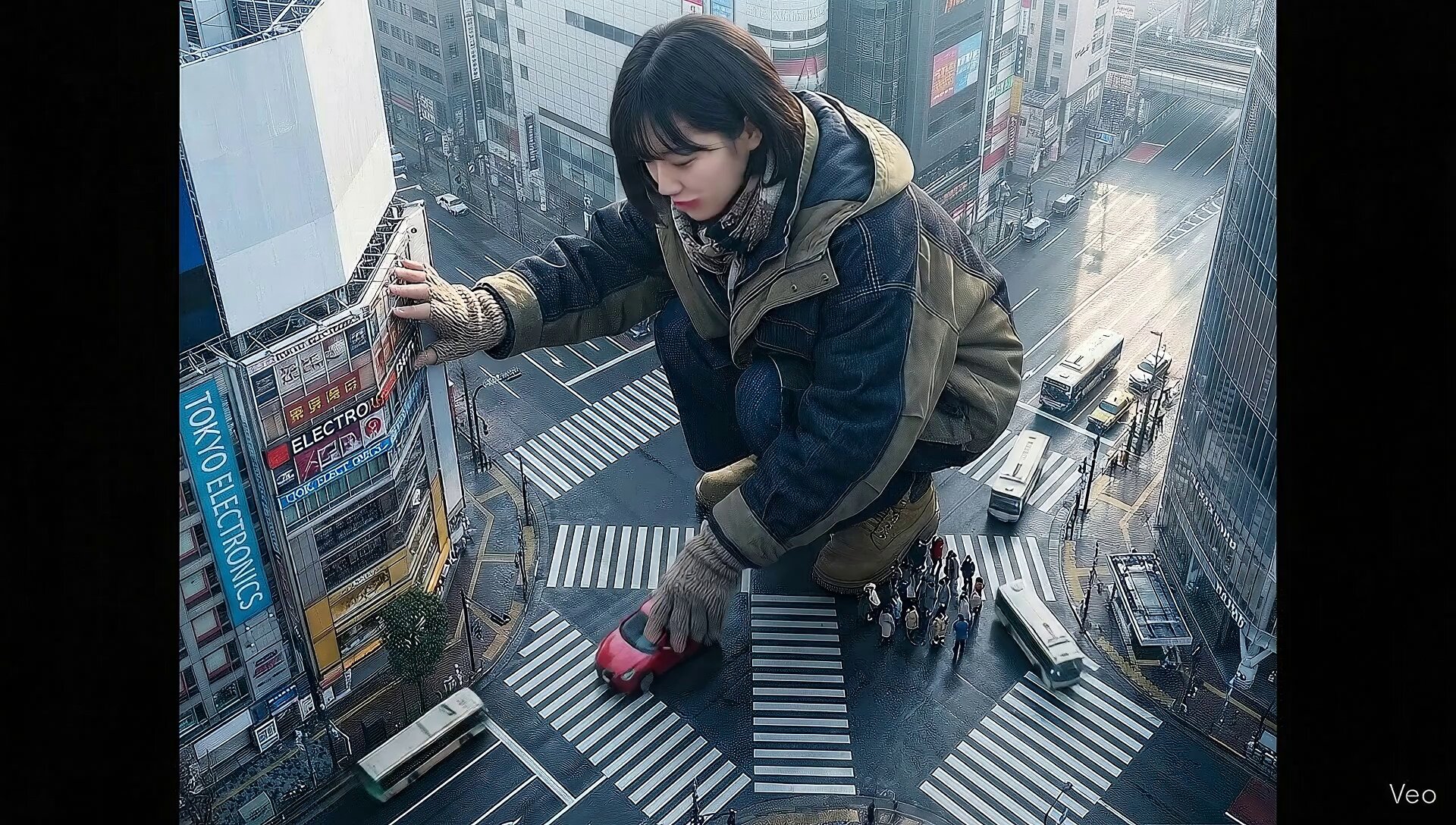 东京街头巨型韩国女性驾驶小车