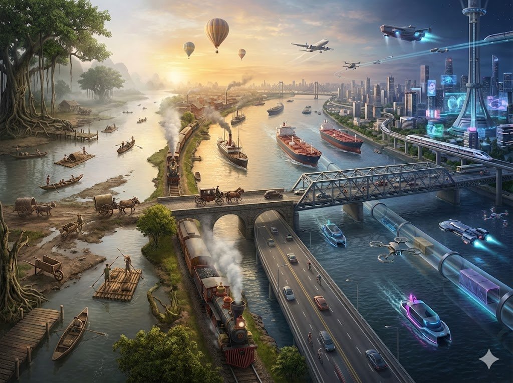 交通工具演变全景画卷