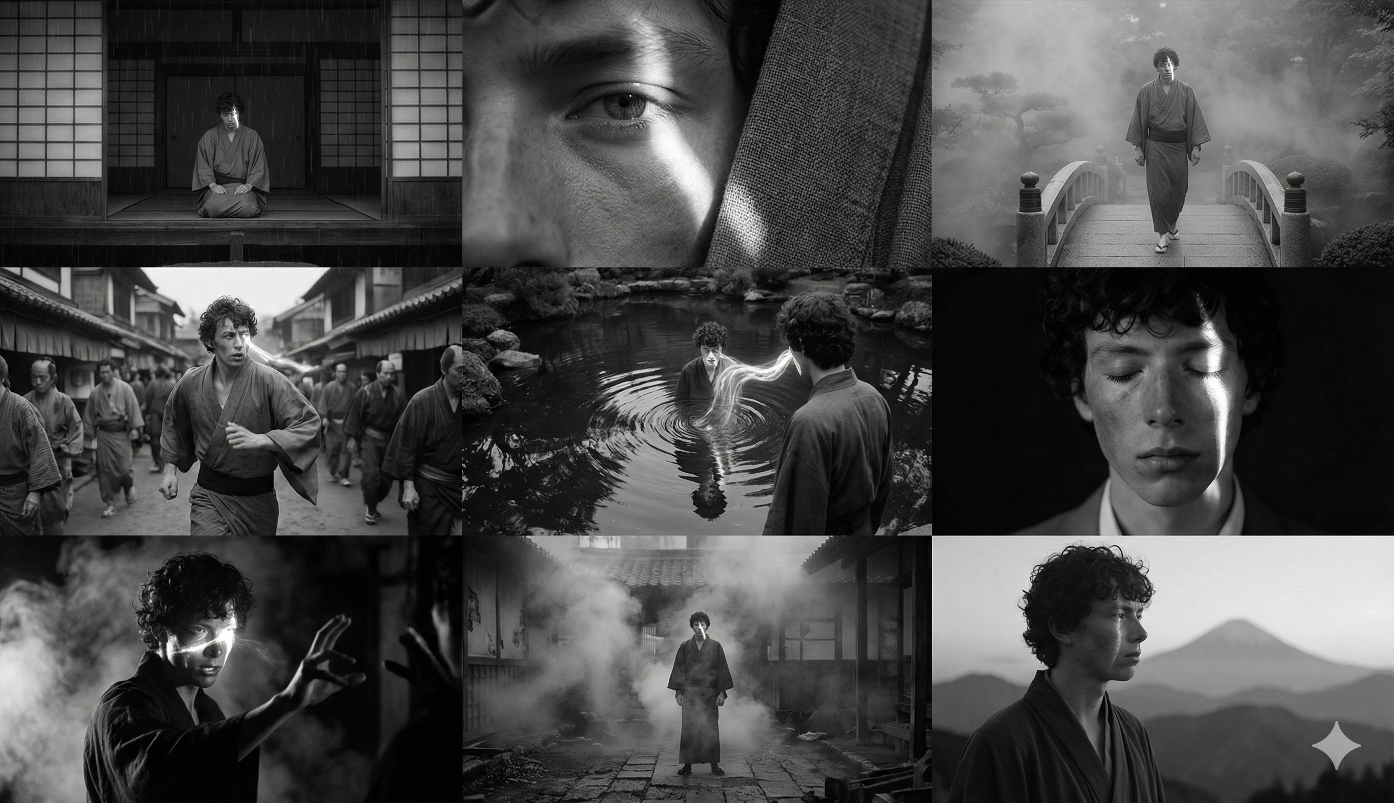 黑白江户时期风格音乐视频分镜脚本生成