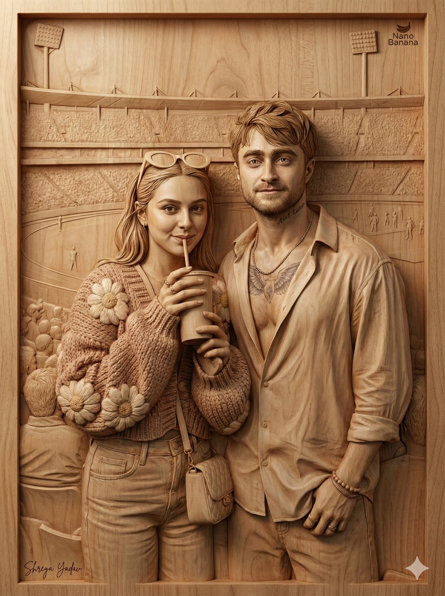 3D木质风格家庭画像