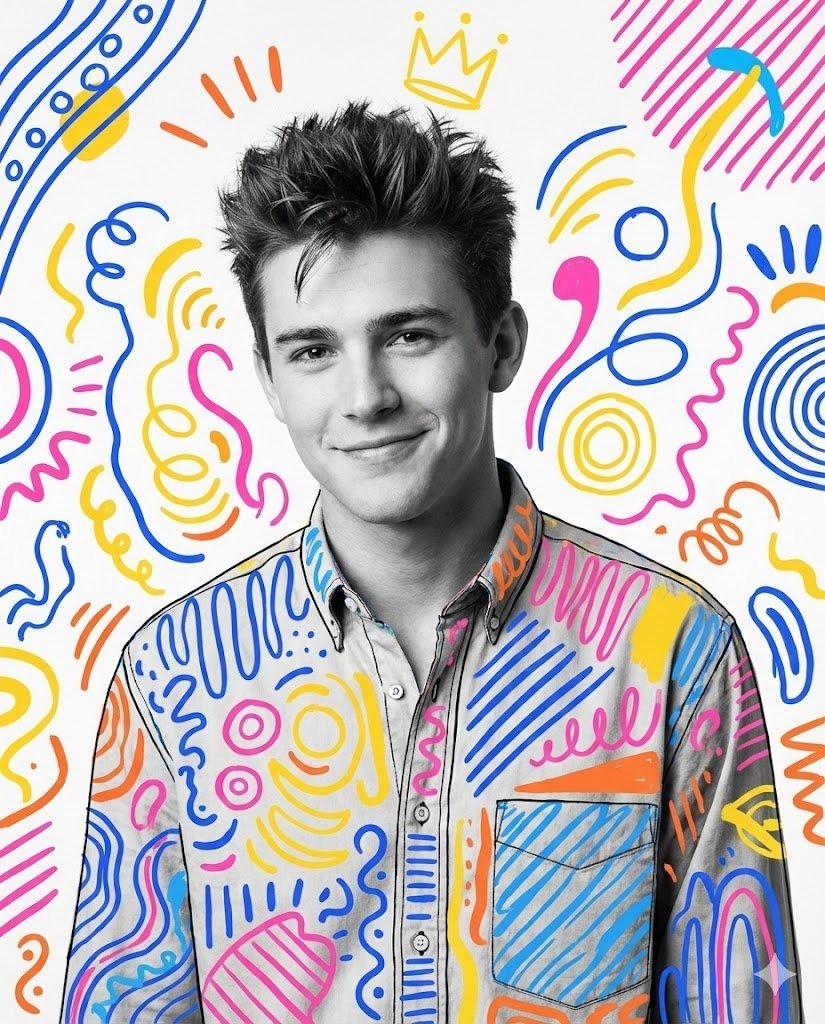 90年代风格混合媒体肖像