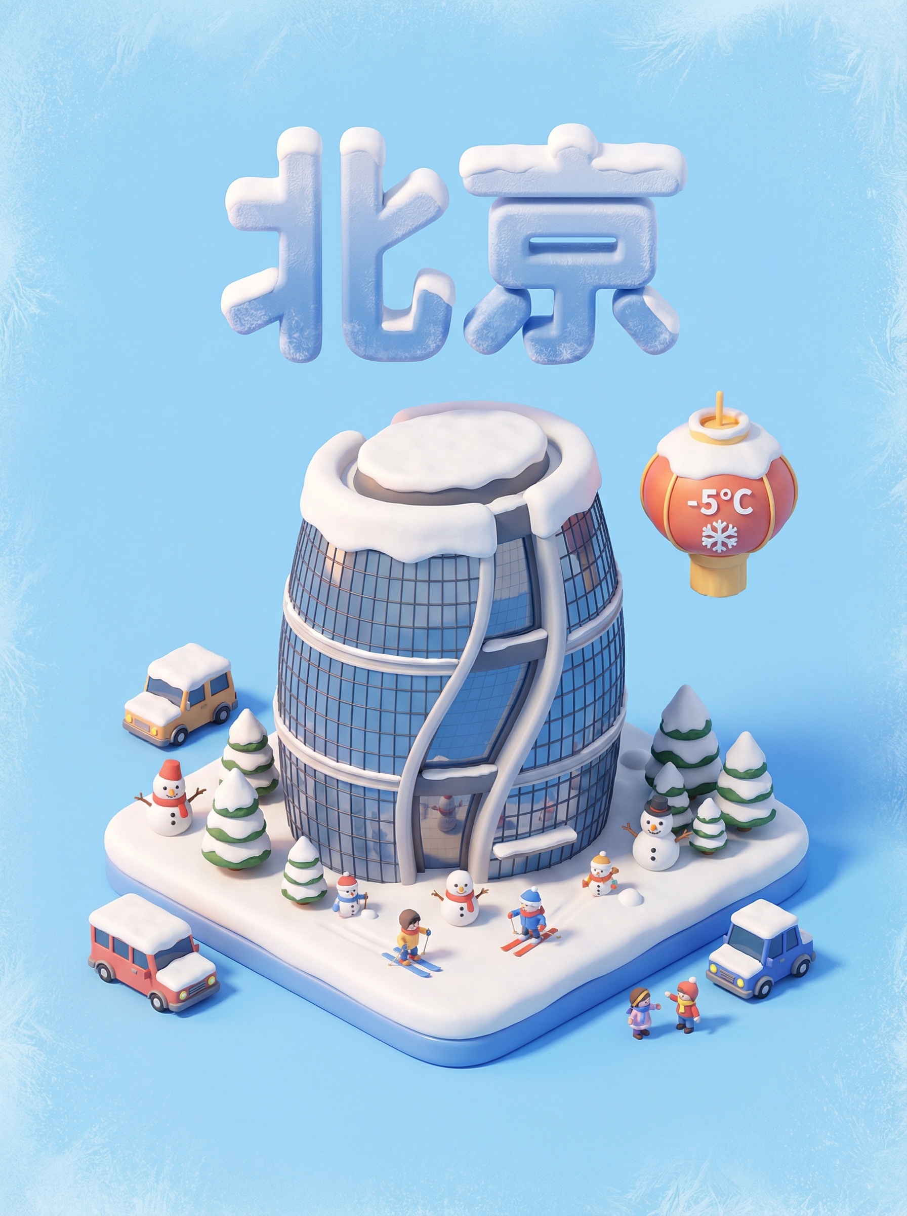 北京雪中卡通场景