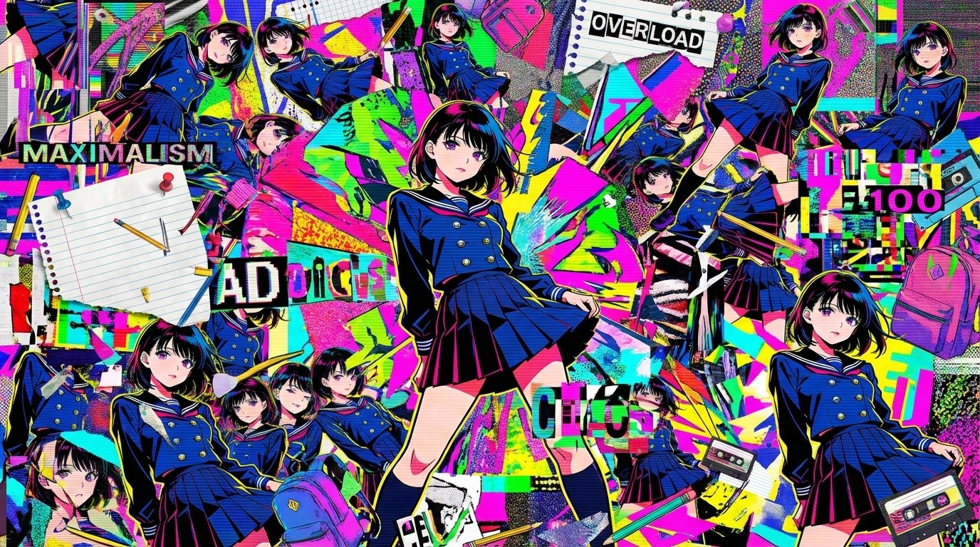 混沌风格的二次元插画海报设计