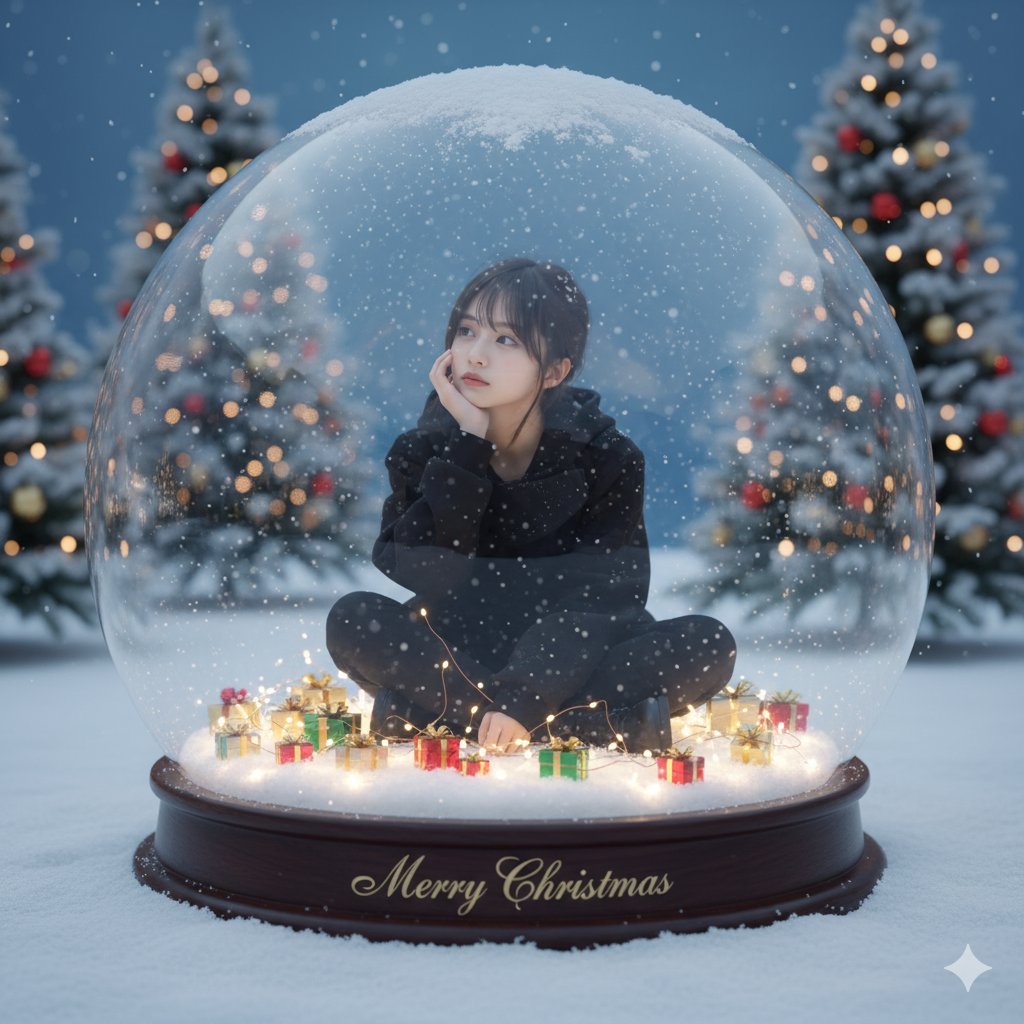 スノードームの中のクリスマスシーン