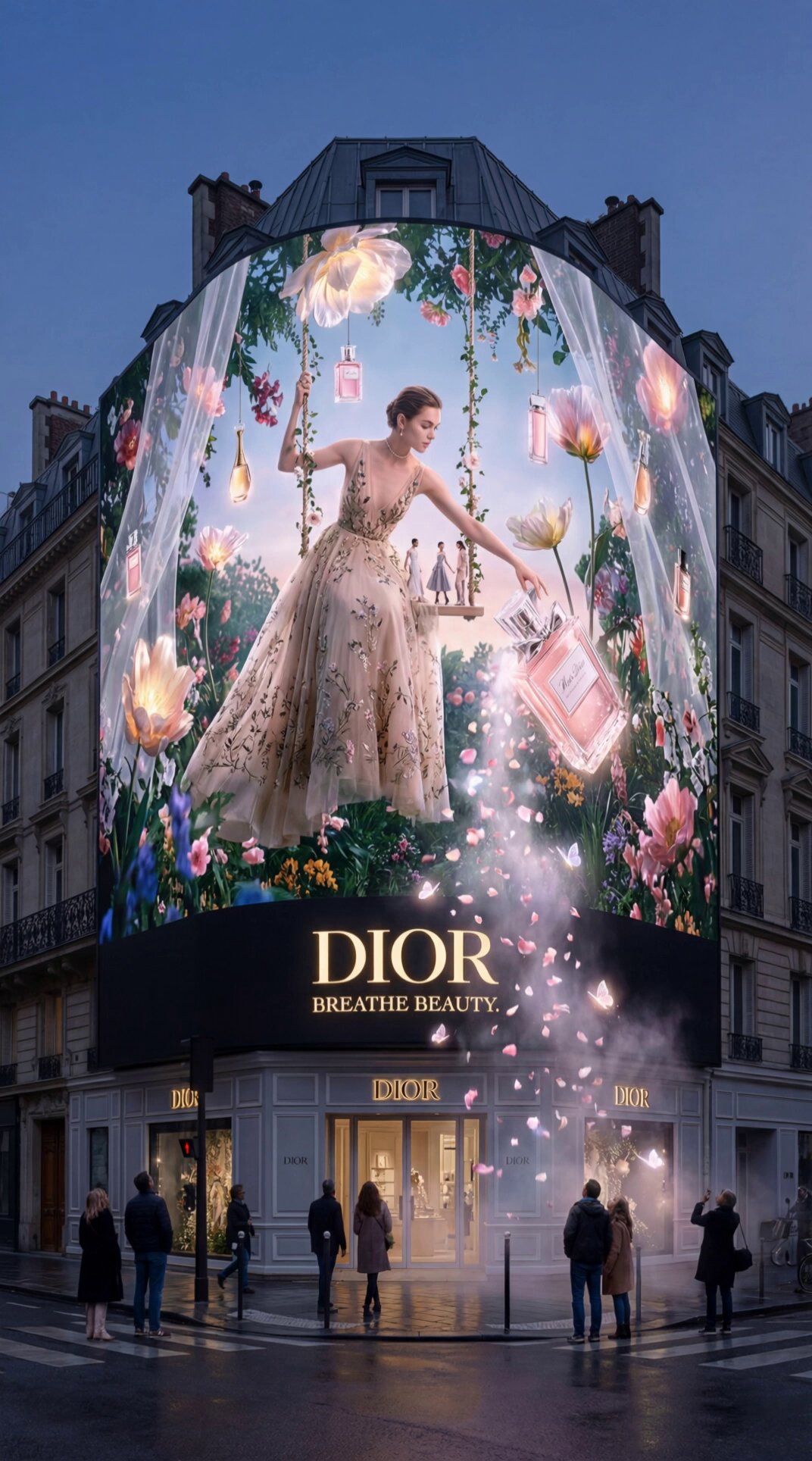 Dior 浮动花园街头喷泉
