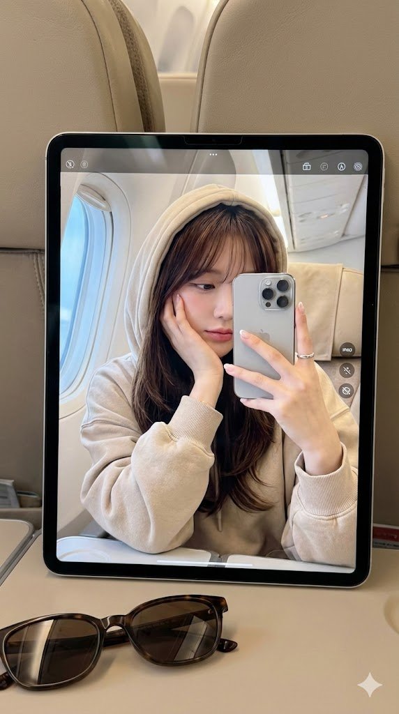 梦幻宁静的飞机内女子