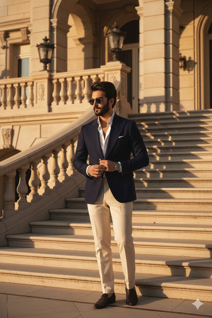 豪华宅邸中的中东男士肖像