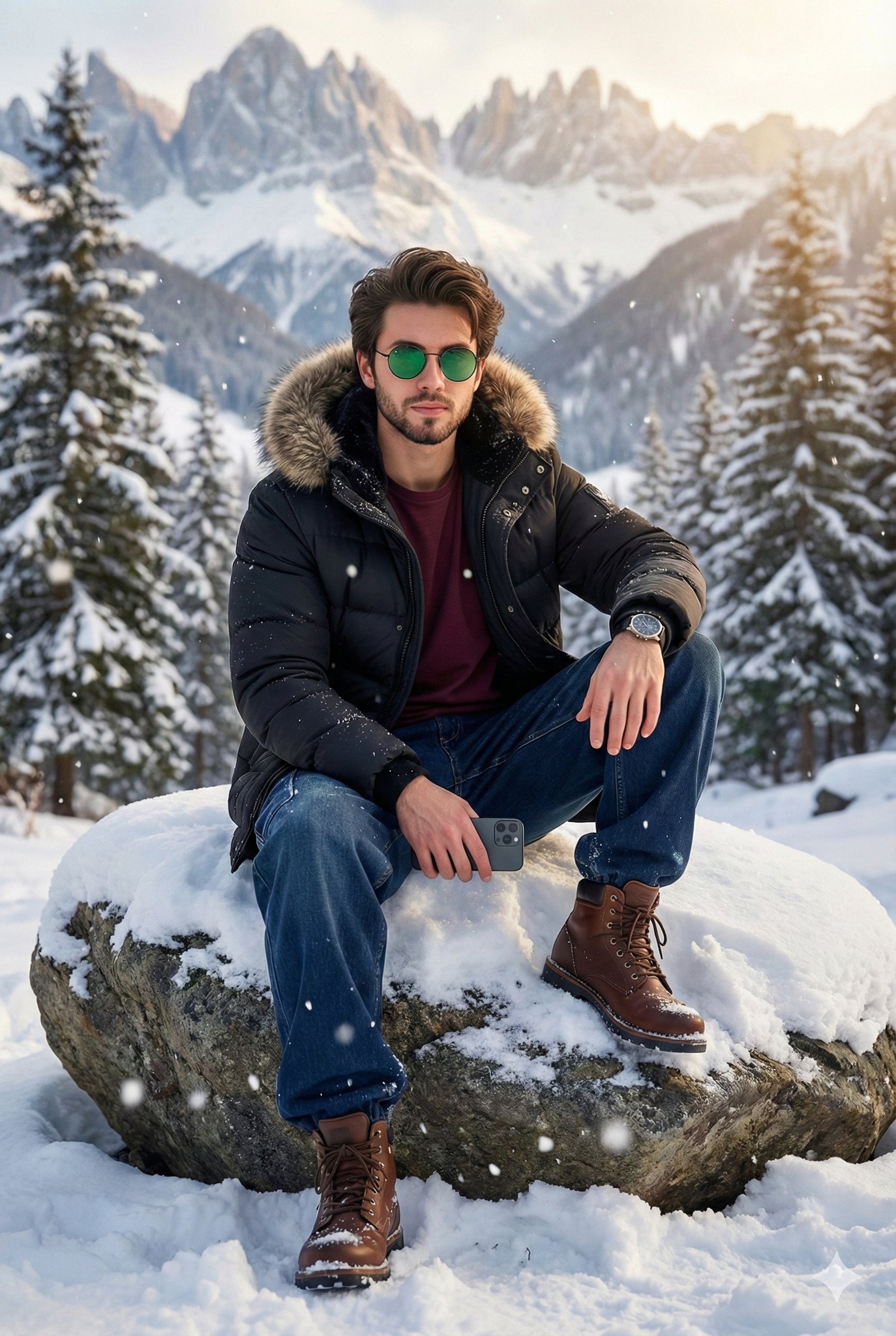 Jammu & Kashmir雪地冬季肖像