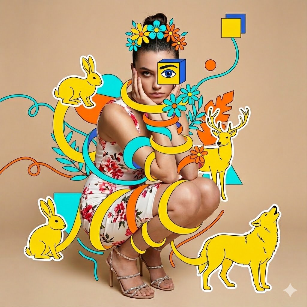 混合媒体时尚肖像