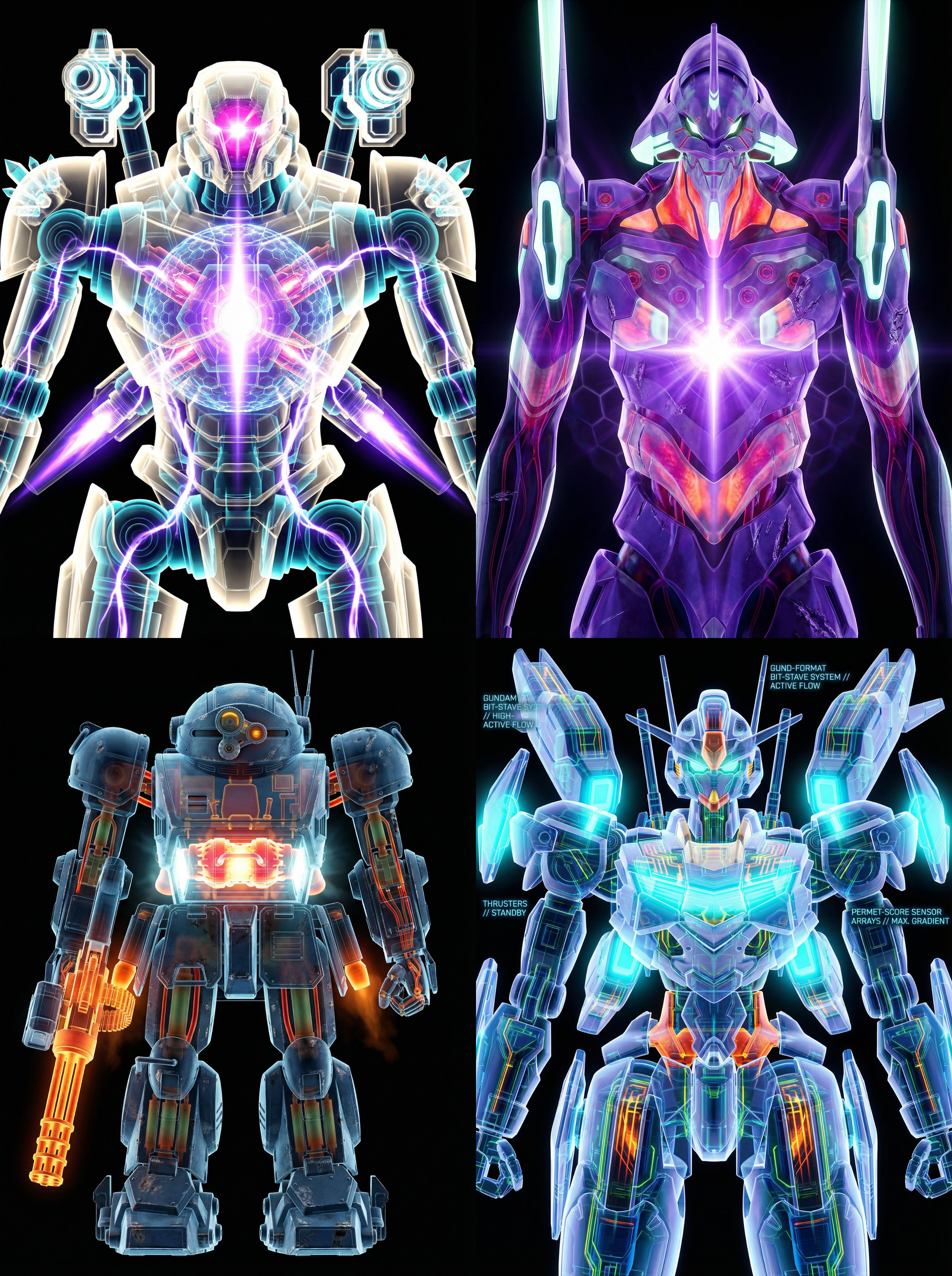 Nano Banana Pro 中的装甲兵ATM-09-ST Scopedog X線/CTスキャン風透過図