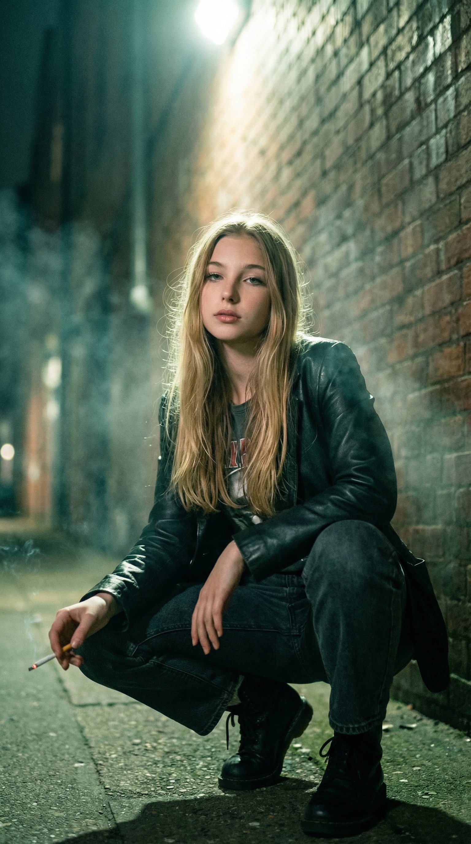 都市霓虹小巷肖像