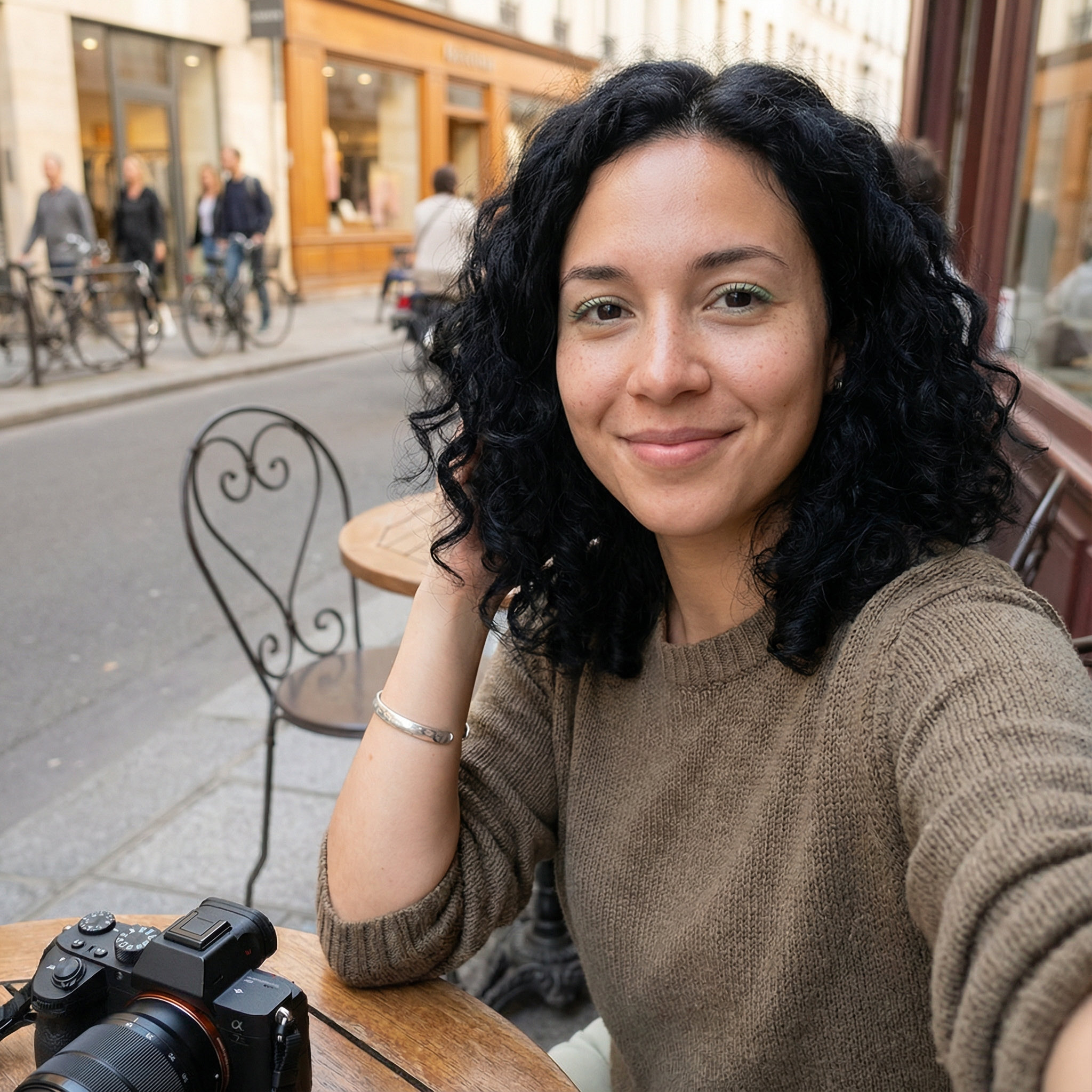 街头咖啡馆户外自拍