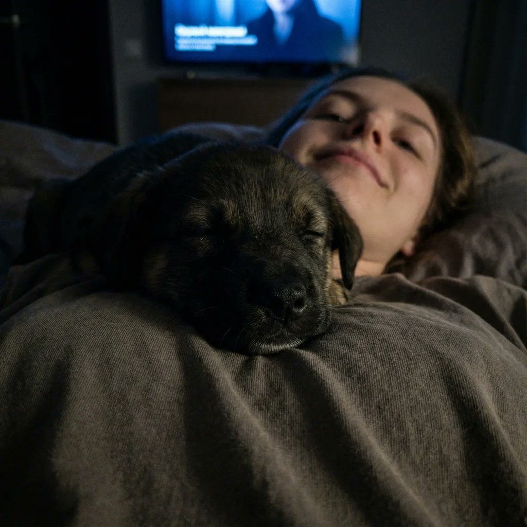 安静夜晚的睡犬