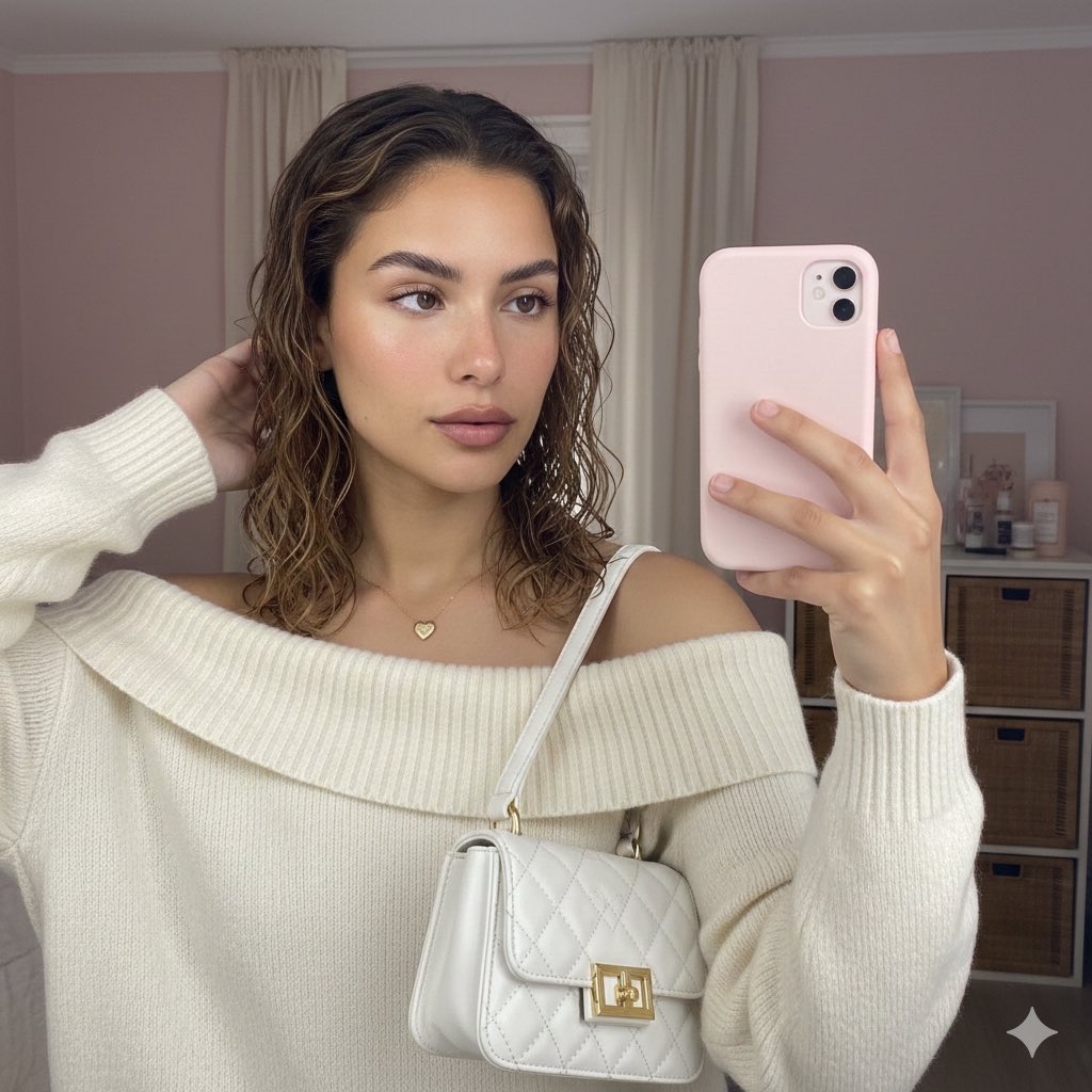 柔和亲密的镜子自拍