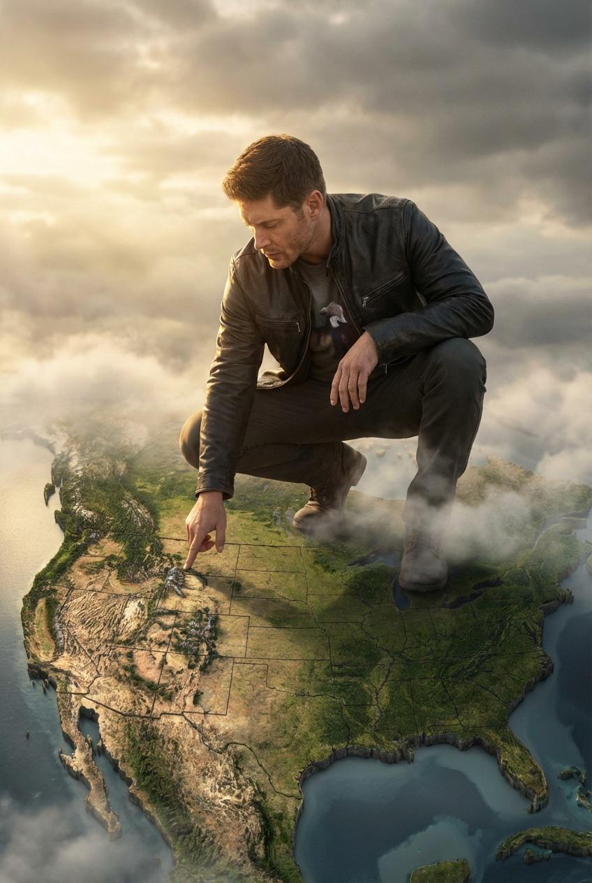 国家3D立体地图上的戏剧性电影场景