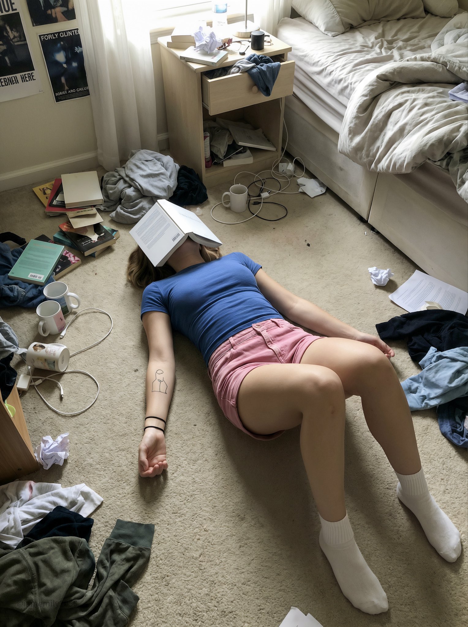 室内肖像：年轻女性与书籍