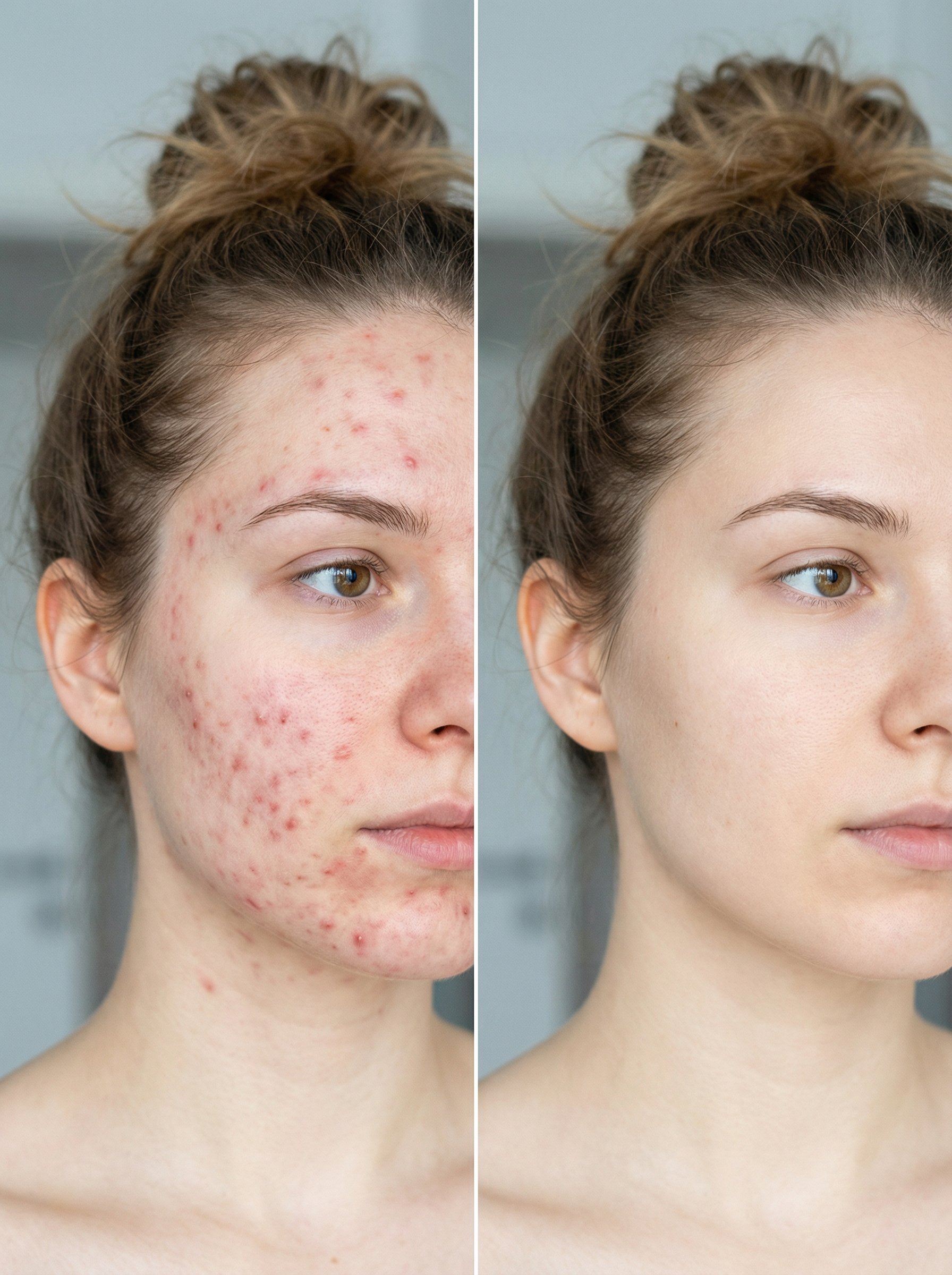 痘痘消除前后对比