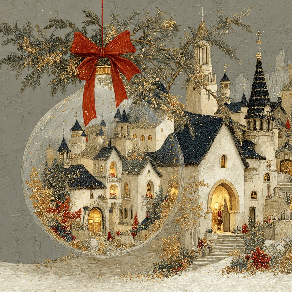 玻璃雪花球风格的美丽圣诞装饰