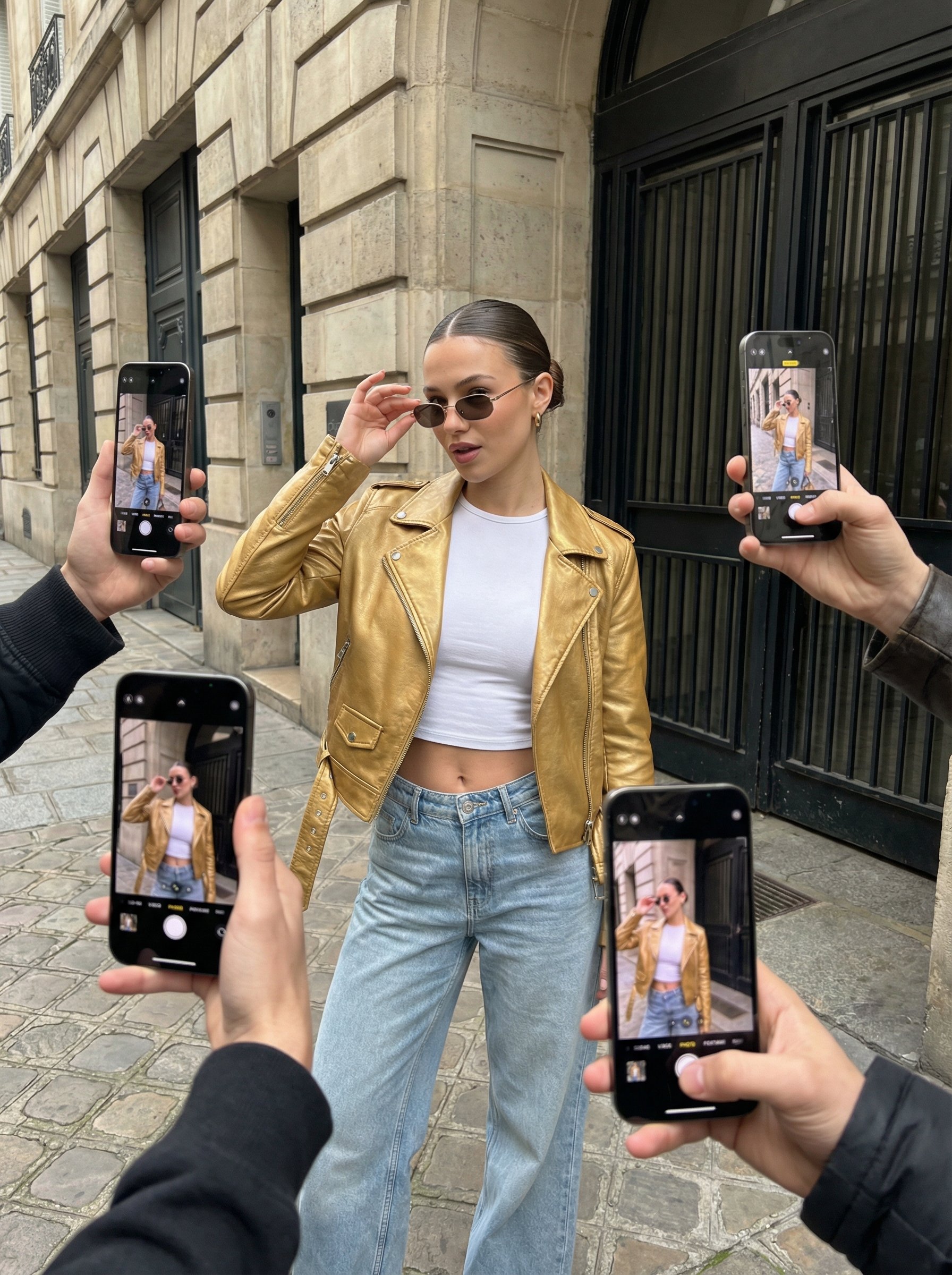 街头时尚摄影：自信的女摄影师