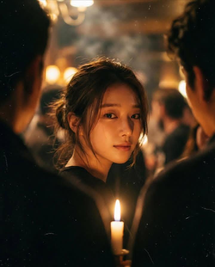 夜晚拥挤酒吧中的亲密瞬间