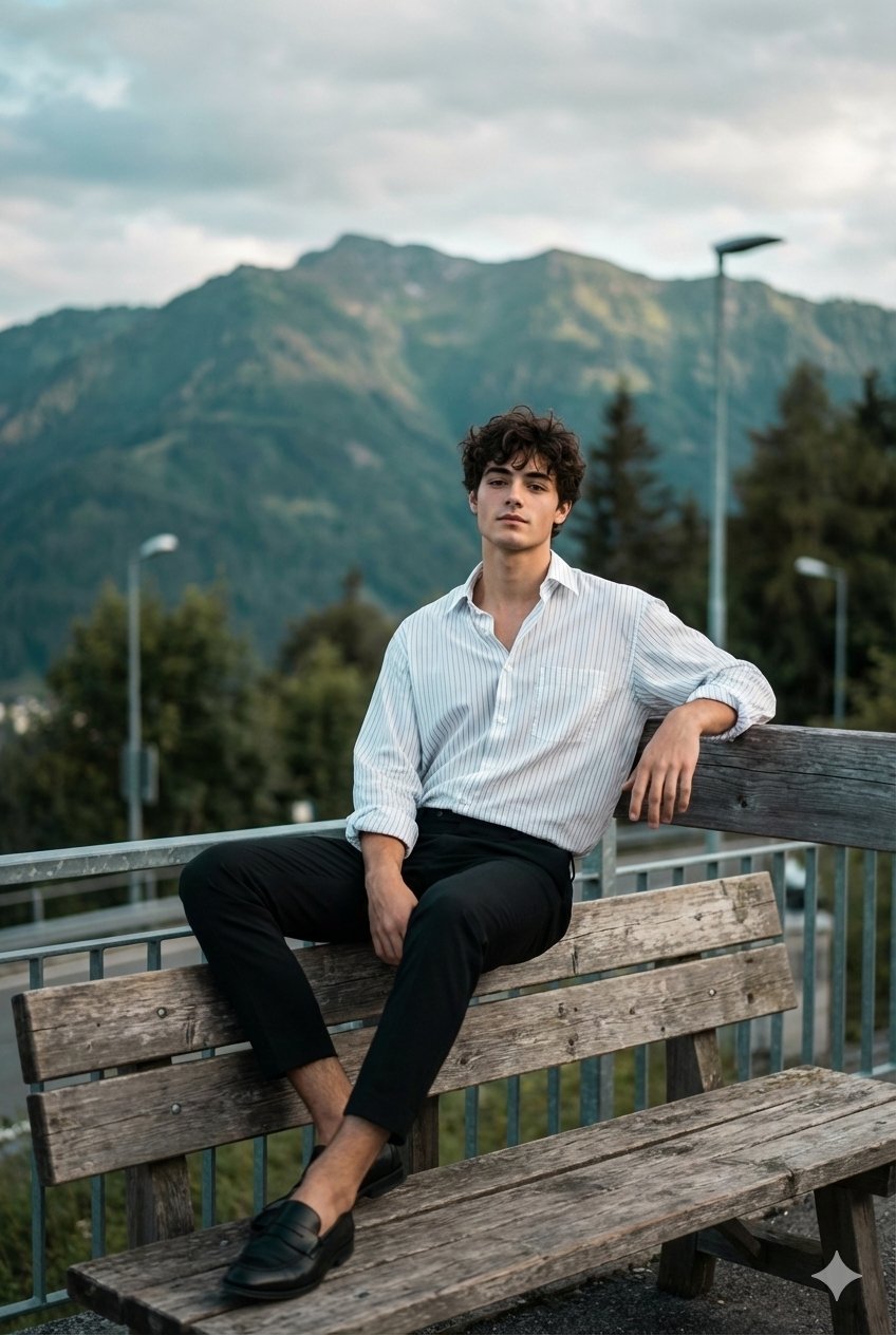 Gemini Nano Banana Pro 山上休闲椅上的年轻人