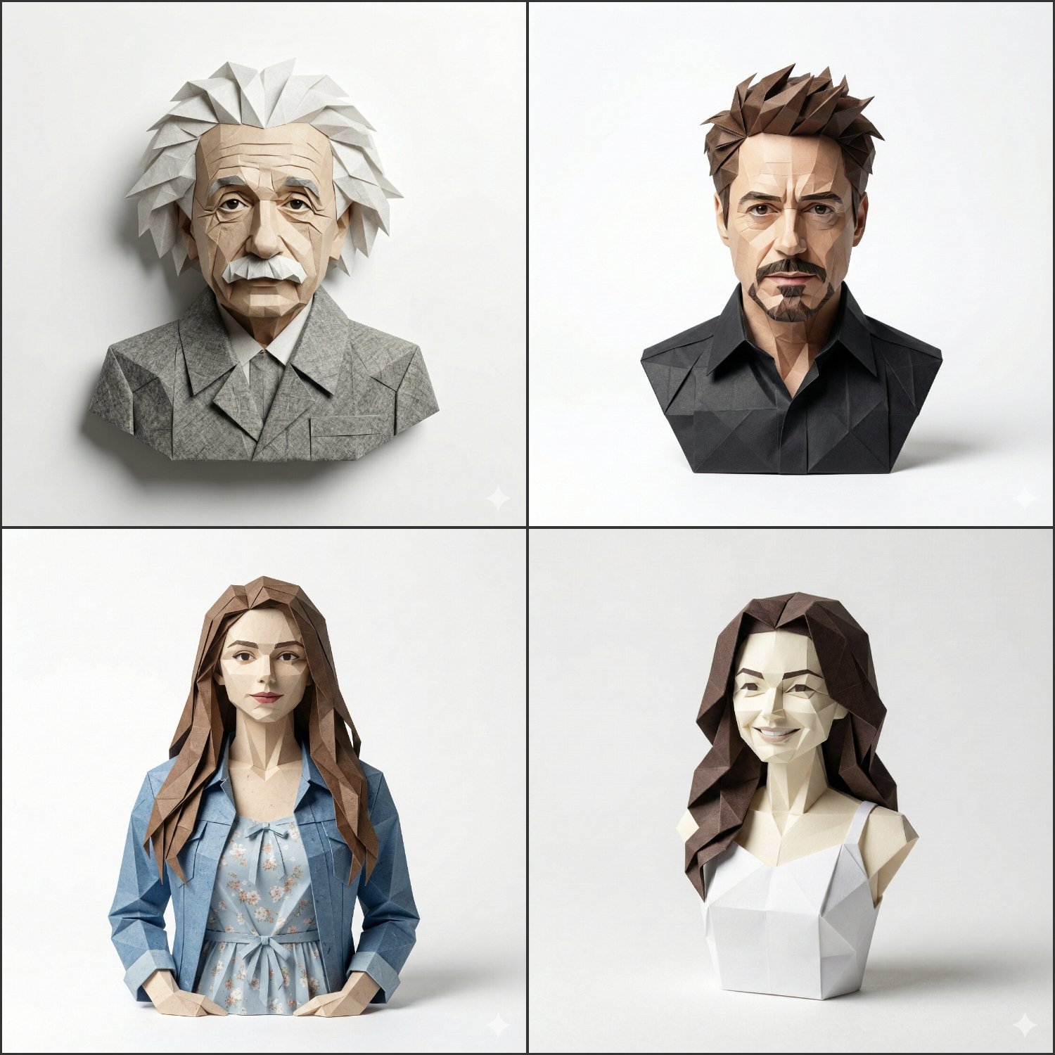 使用Gemini Nano Banana创作的3D折纸肖像