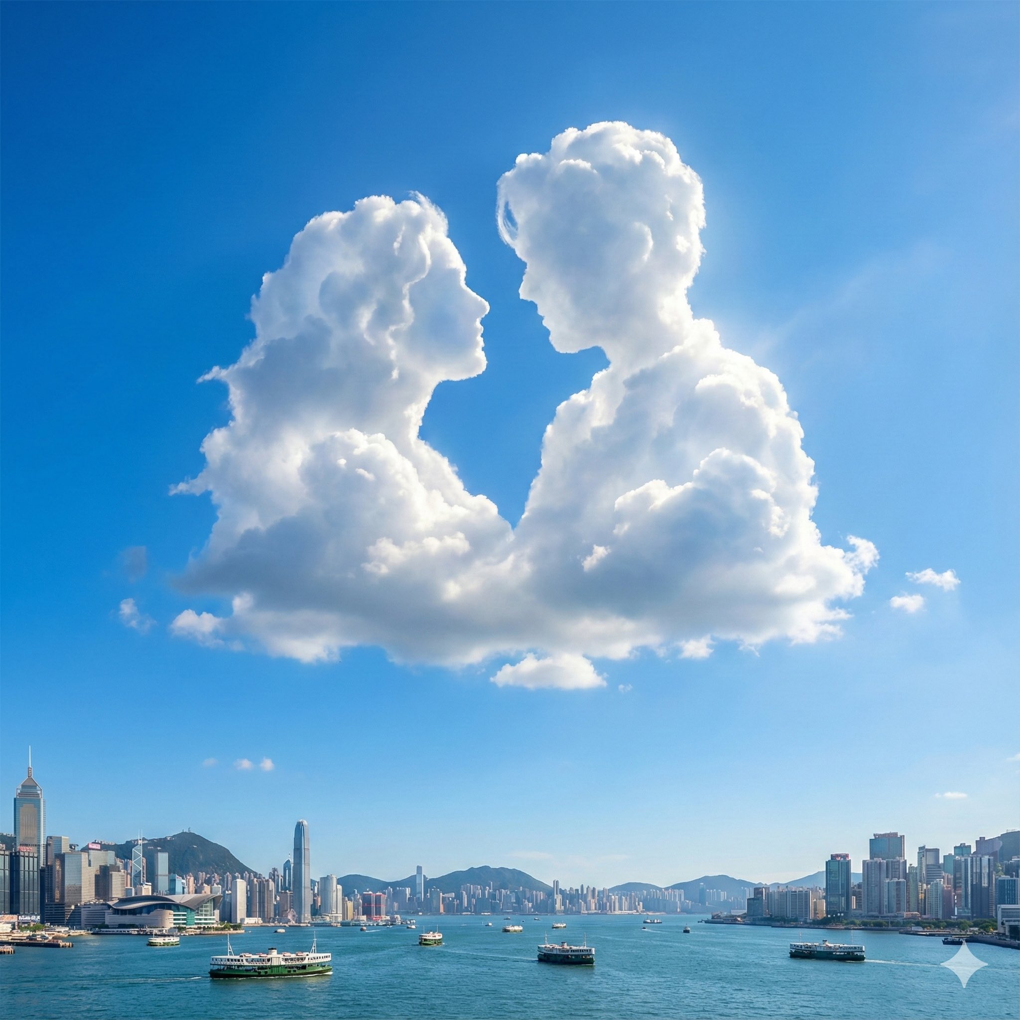 云朵造型香港维多利亚港