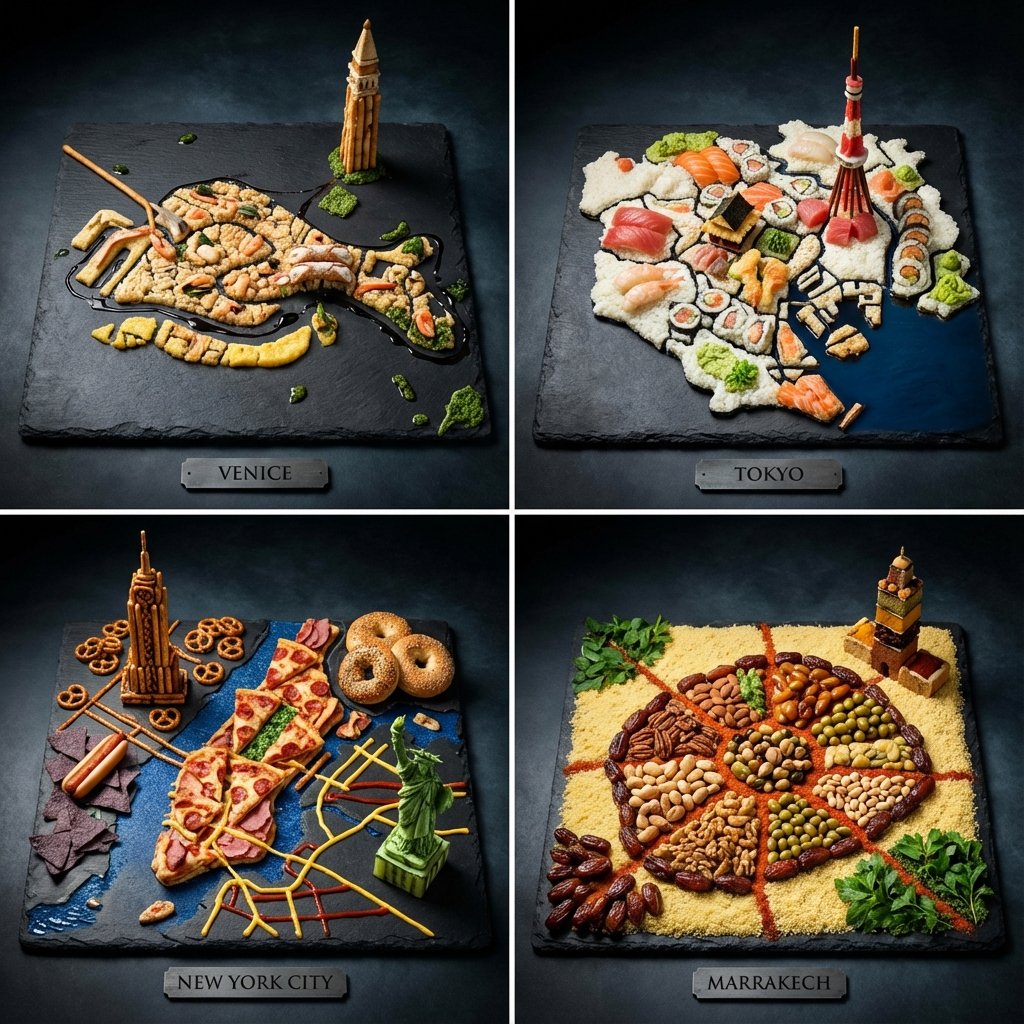 随机城市美食艺术网格