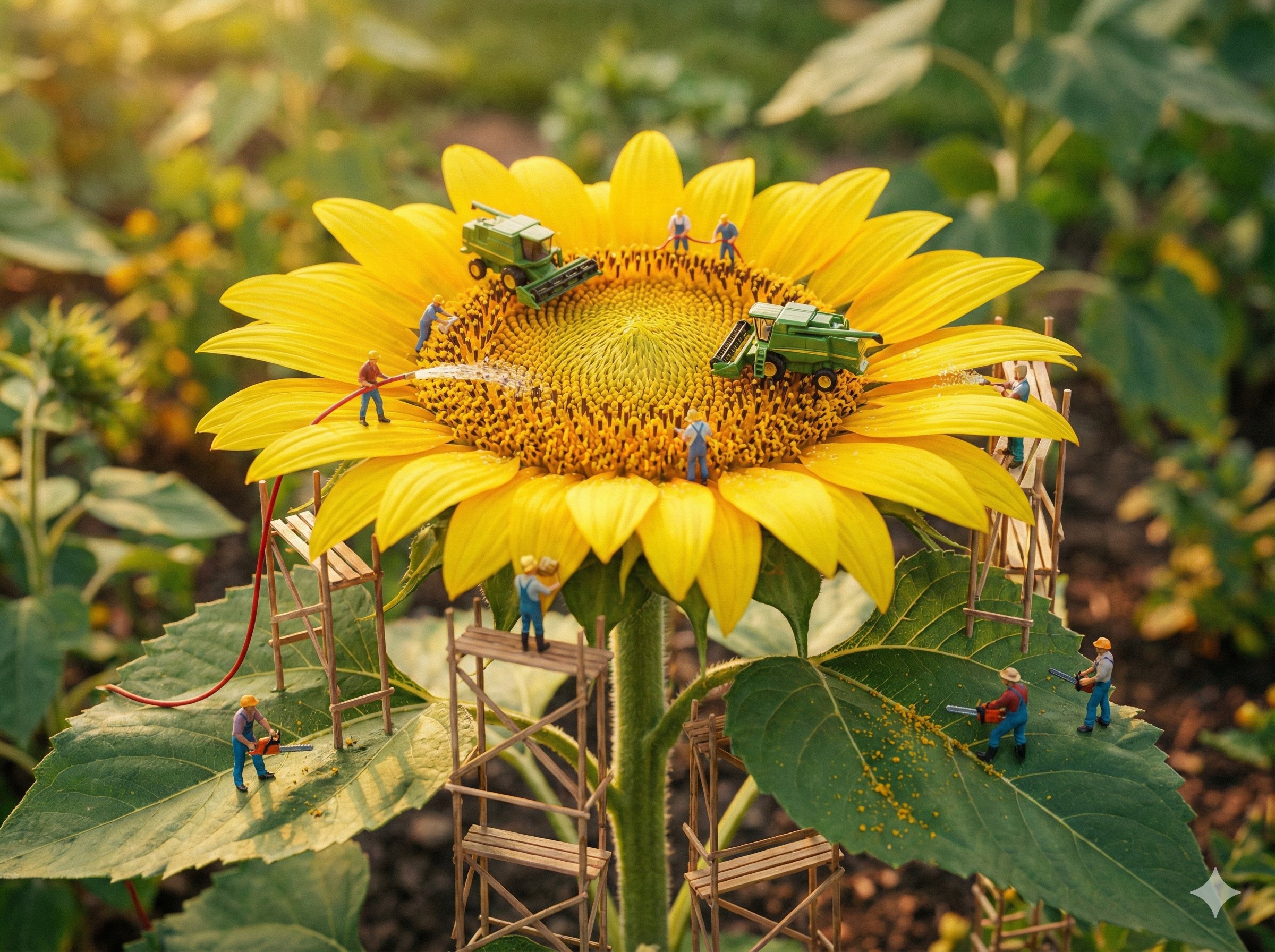 自然田园风&mdash;&mdash;巨型向日葵收割